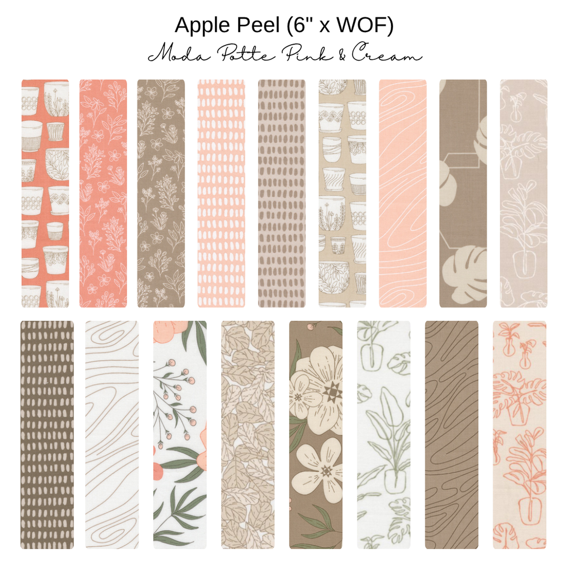 6" Apple Peels (17) - Potted by Kiley's Quilt Room -Pink