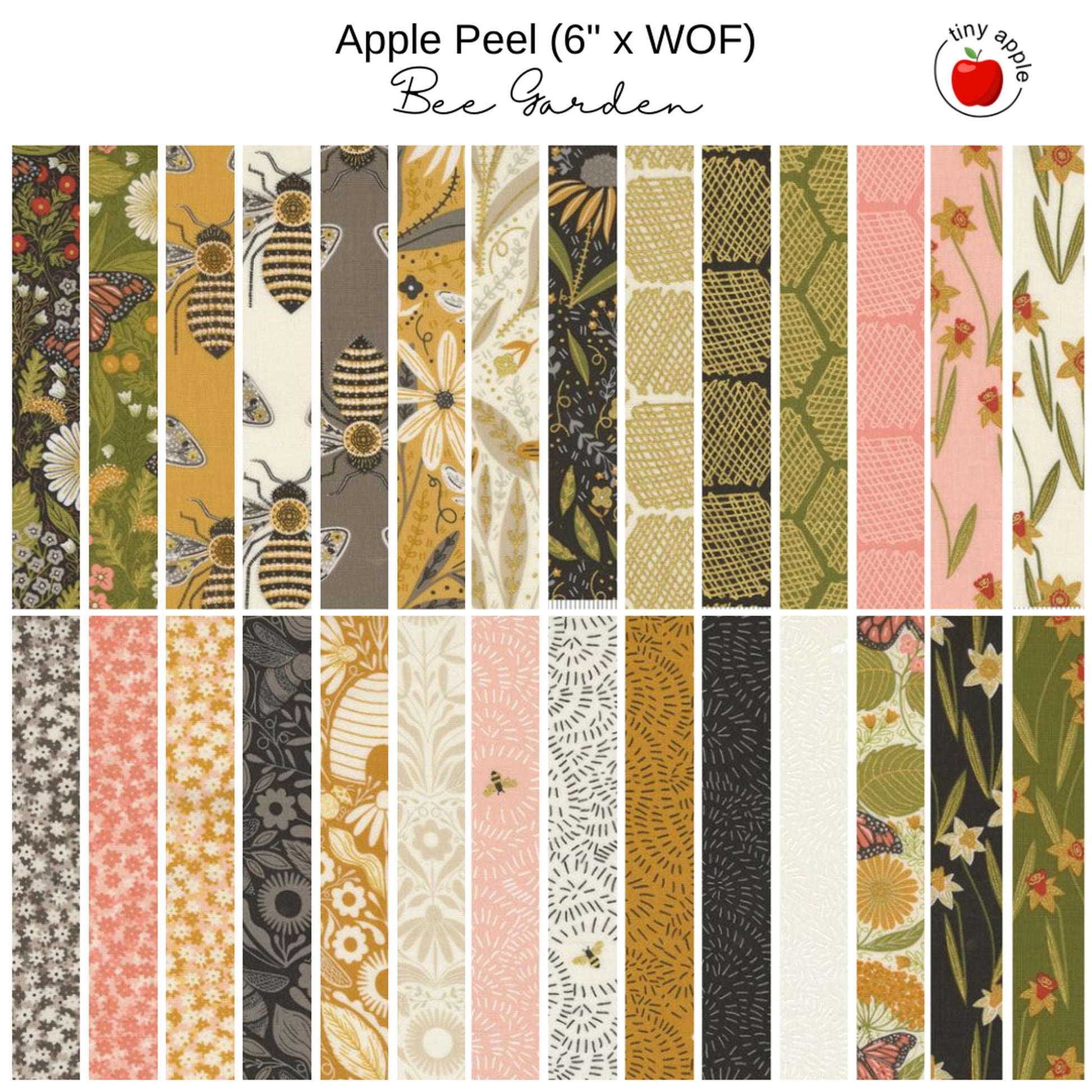 6" Apple Peels (28) - Bee Garden by Gingiber