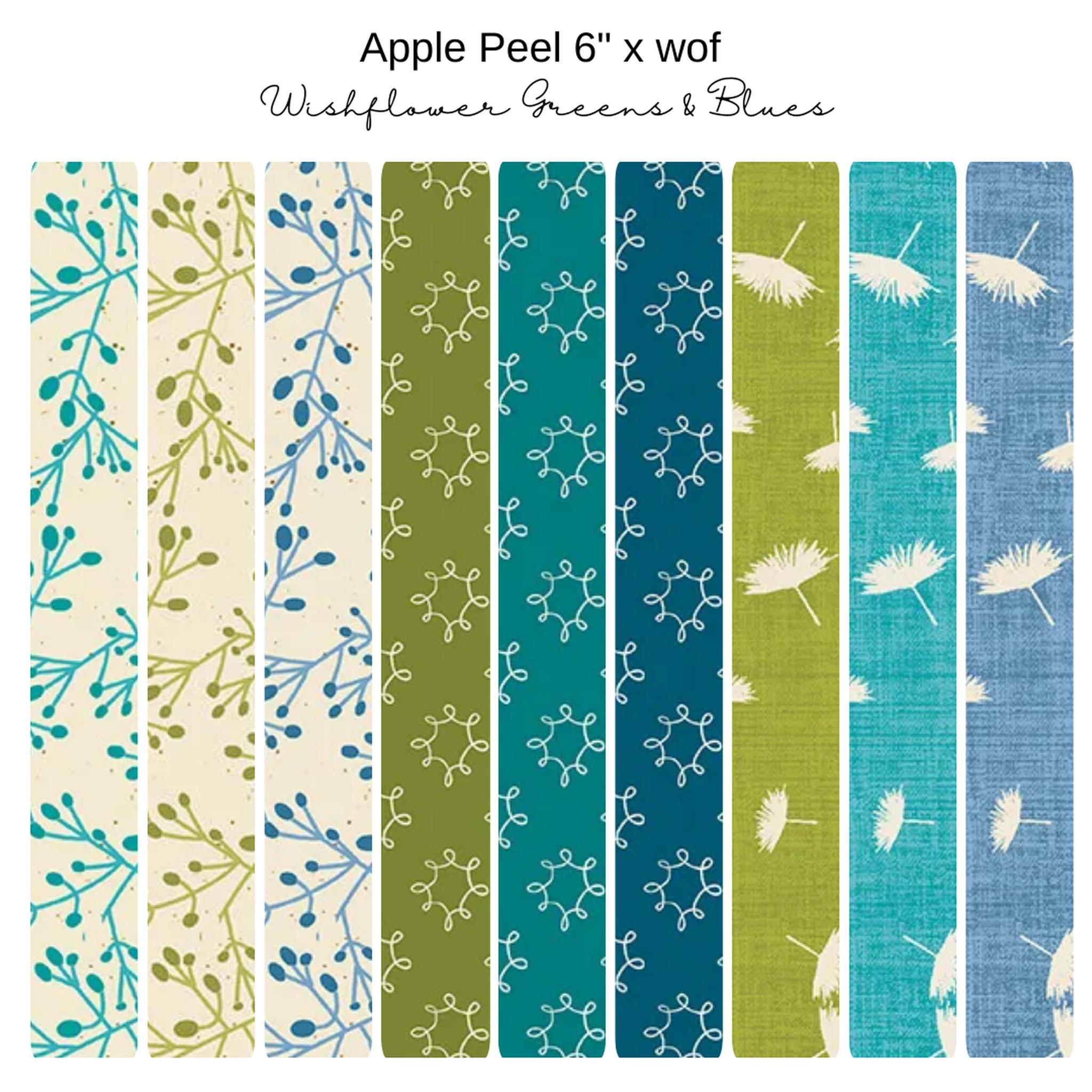 6" Apple Peels (9) - Wishflower - Green and Blue