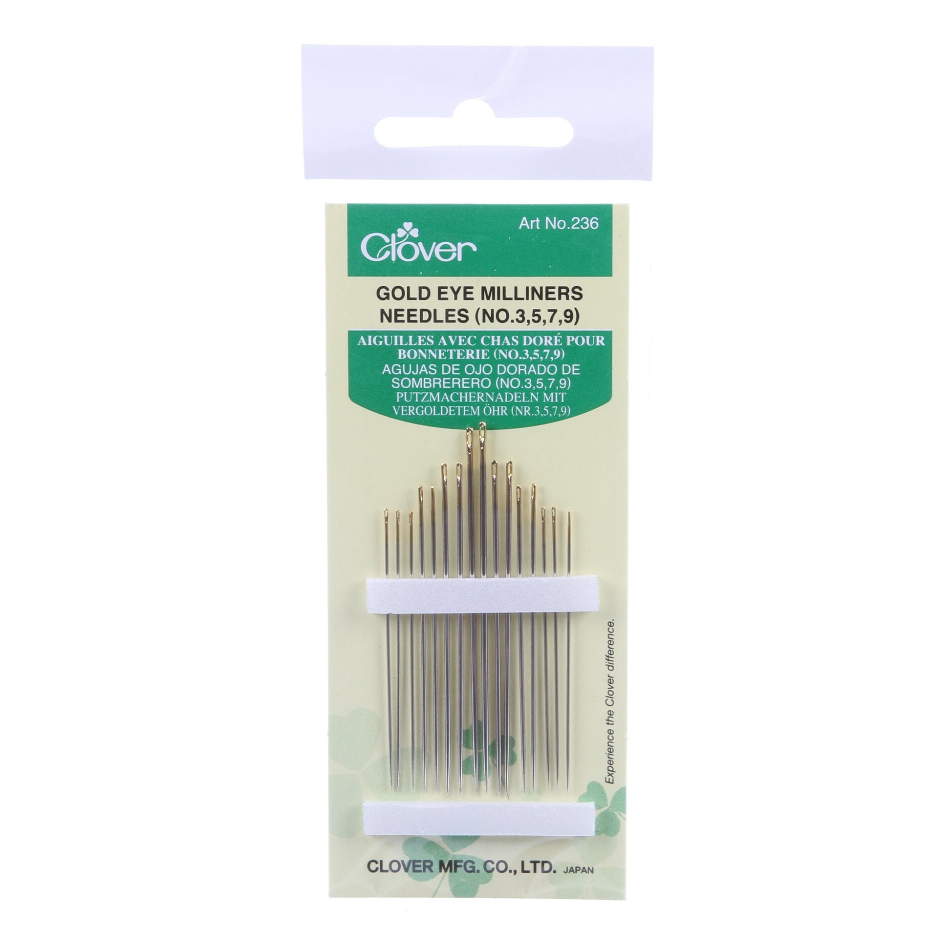 Clover Gold Eye Milliners Needles Size 3/9 16ct
