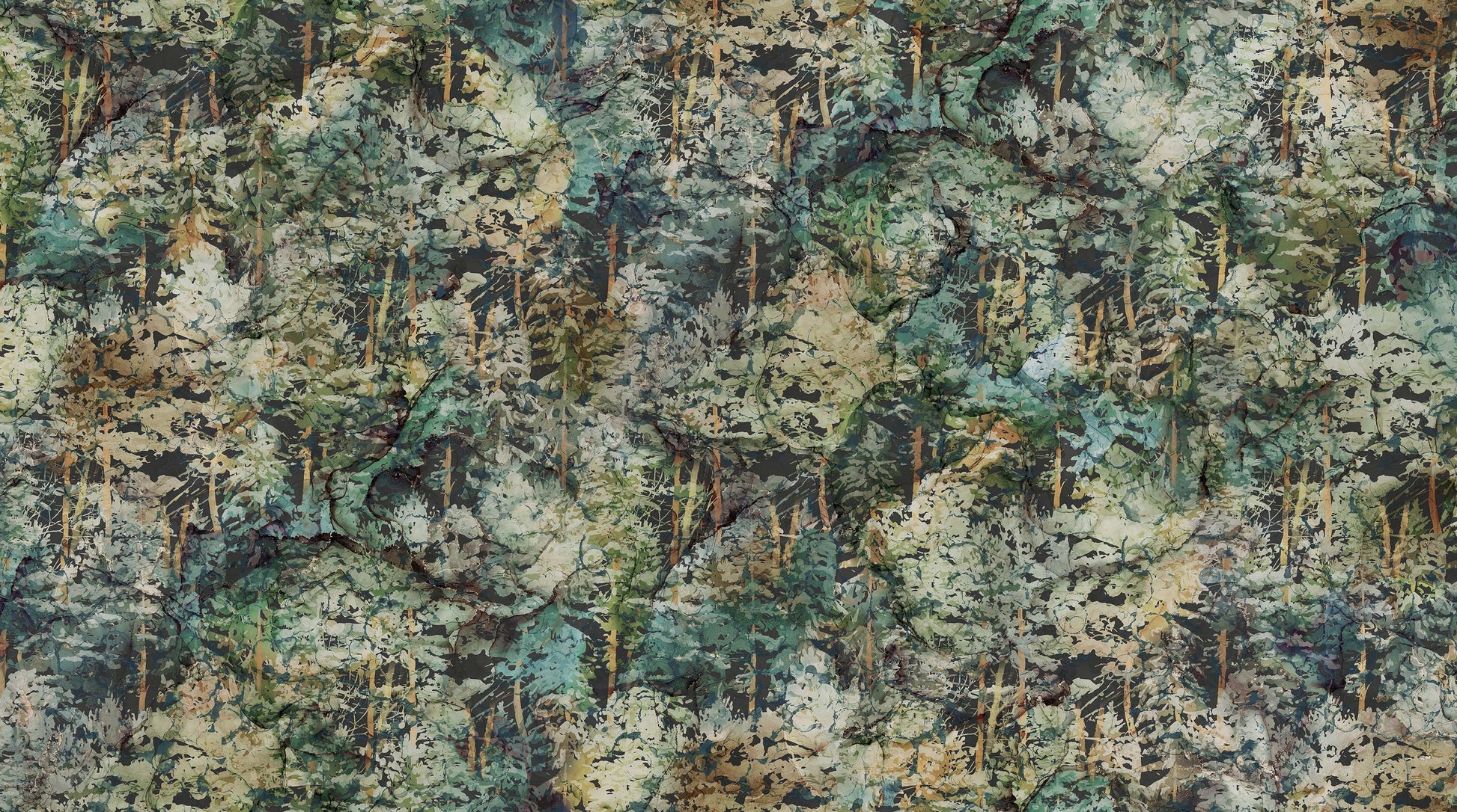 Lone Wolf by Deborah Edwards - Trees - Teal Multi