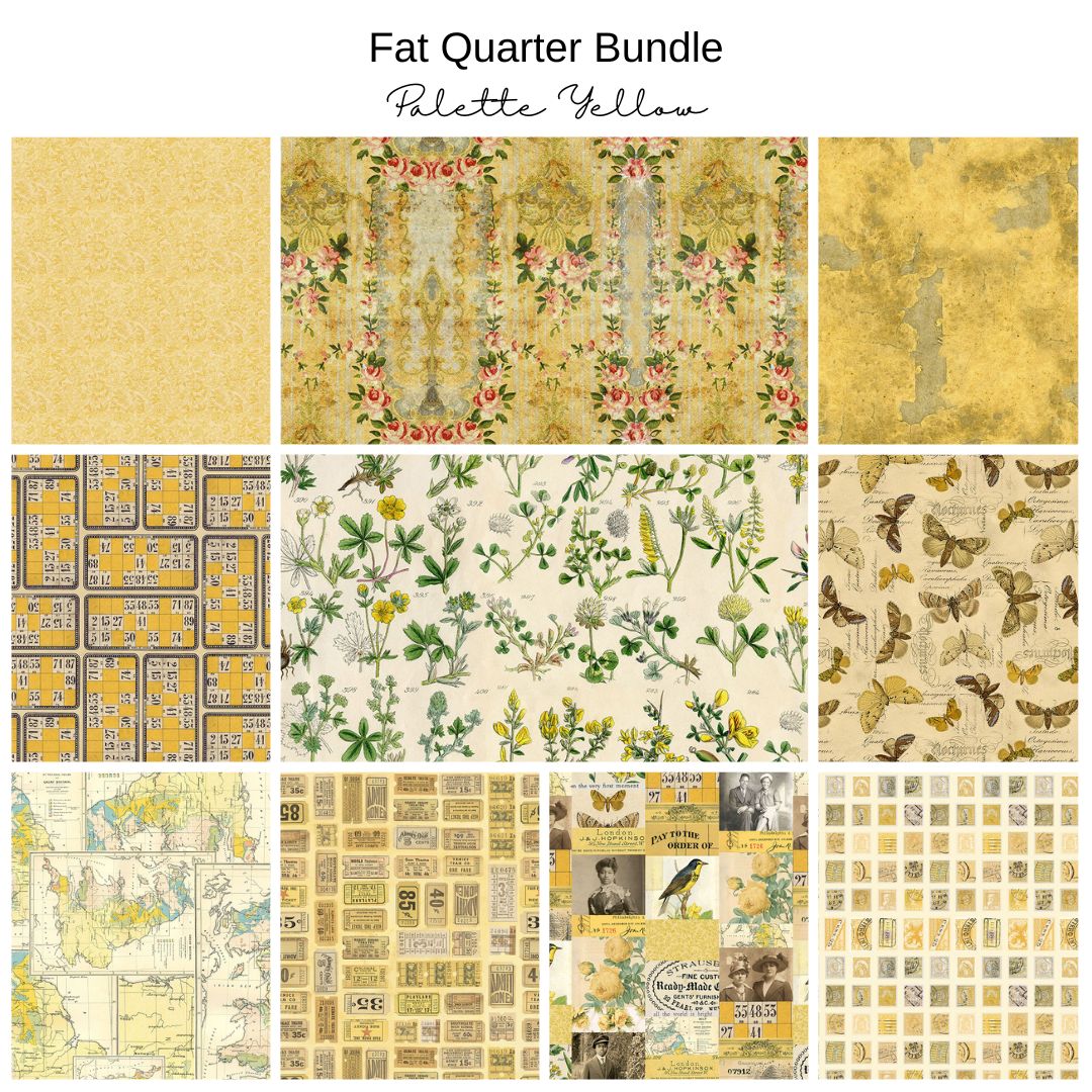 Fat Quarter Bundle (10) - Palette Yellow by Tim Holtz