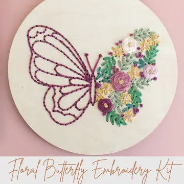 Wooden Floral Butterfly Embroidery Kit
