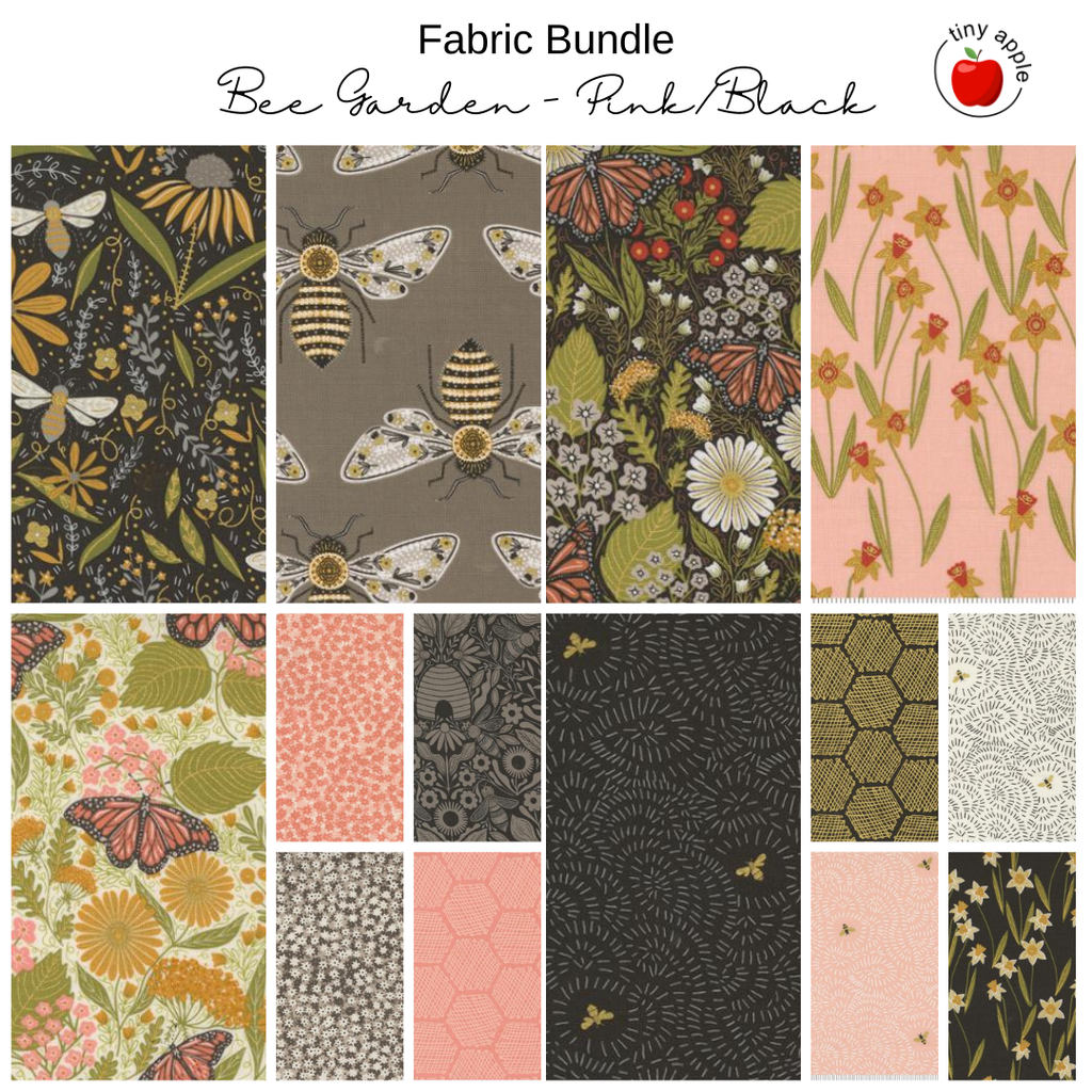 Fat Quarter Bundle (14) Bee Garden Pink/Black