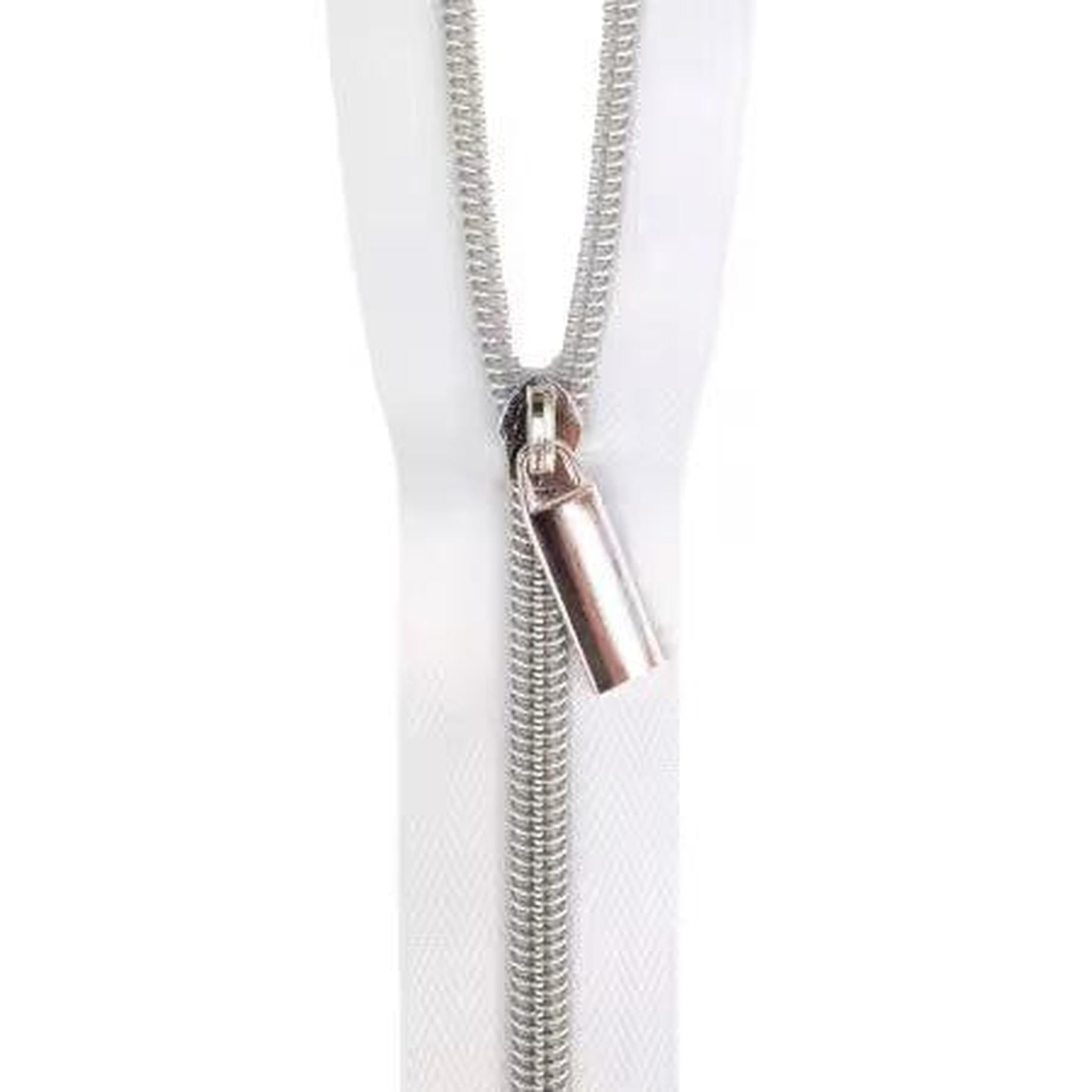 White #5 Zipper - 30 inches with 2 Zipper Pulls | Multiple Finishes