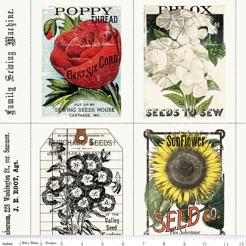 Riley Blake Small Sewing Seeds Packs Panel (36")