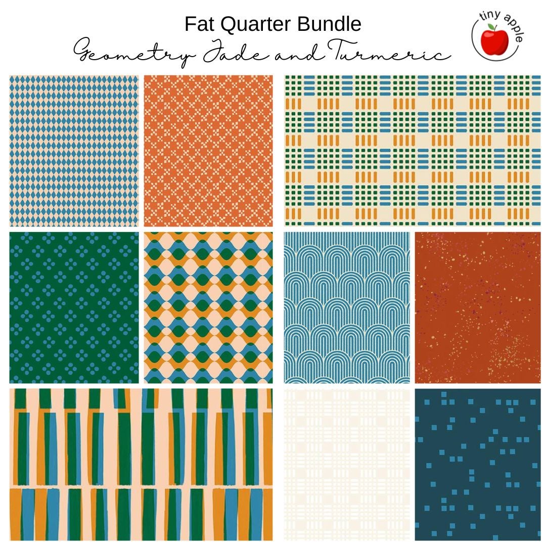 Fat Quarter Bundle (10) - Geometry - Jade and Turmeric