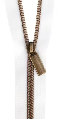 White #5 Zipper - 30 inches with 2 Zipper Pulls | Multiple Finishes
