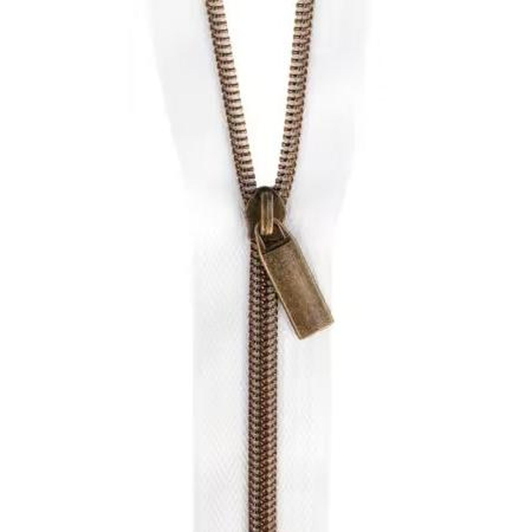 White #5 Zipper - 30 inches with 2 Zipper Pulls | Multiple Finishes