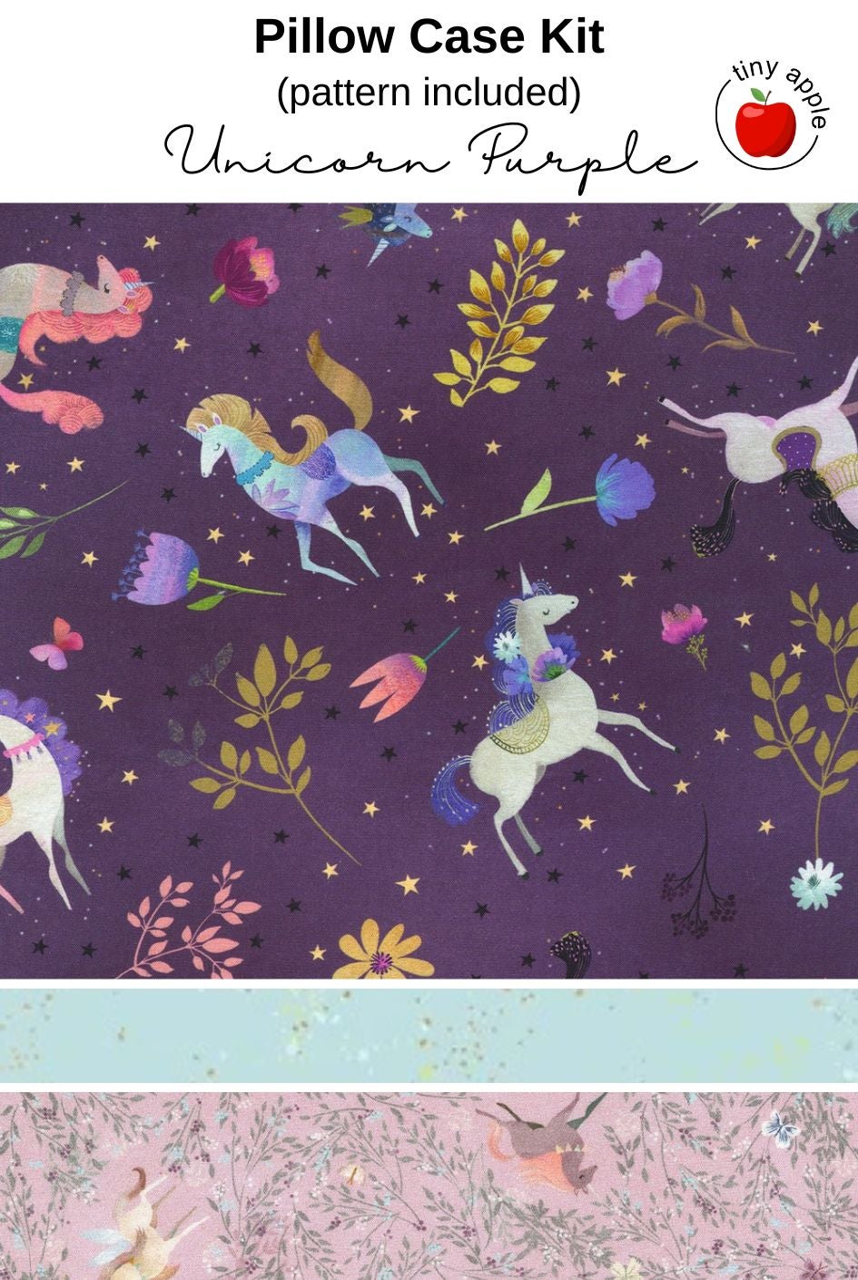 Kit: Burrito Pillowcase -  Unicorn Purple (pattern included)