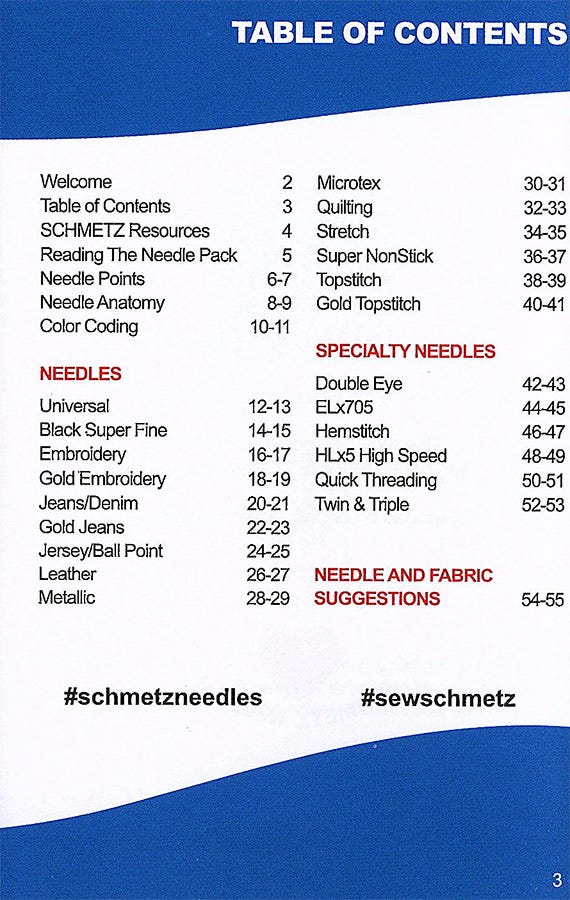 Schmetz Needle ABC Pocket Guide Booklet