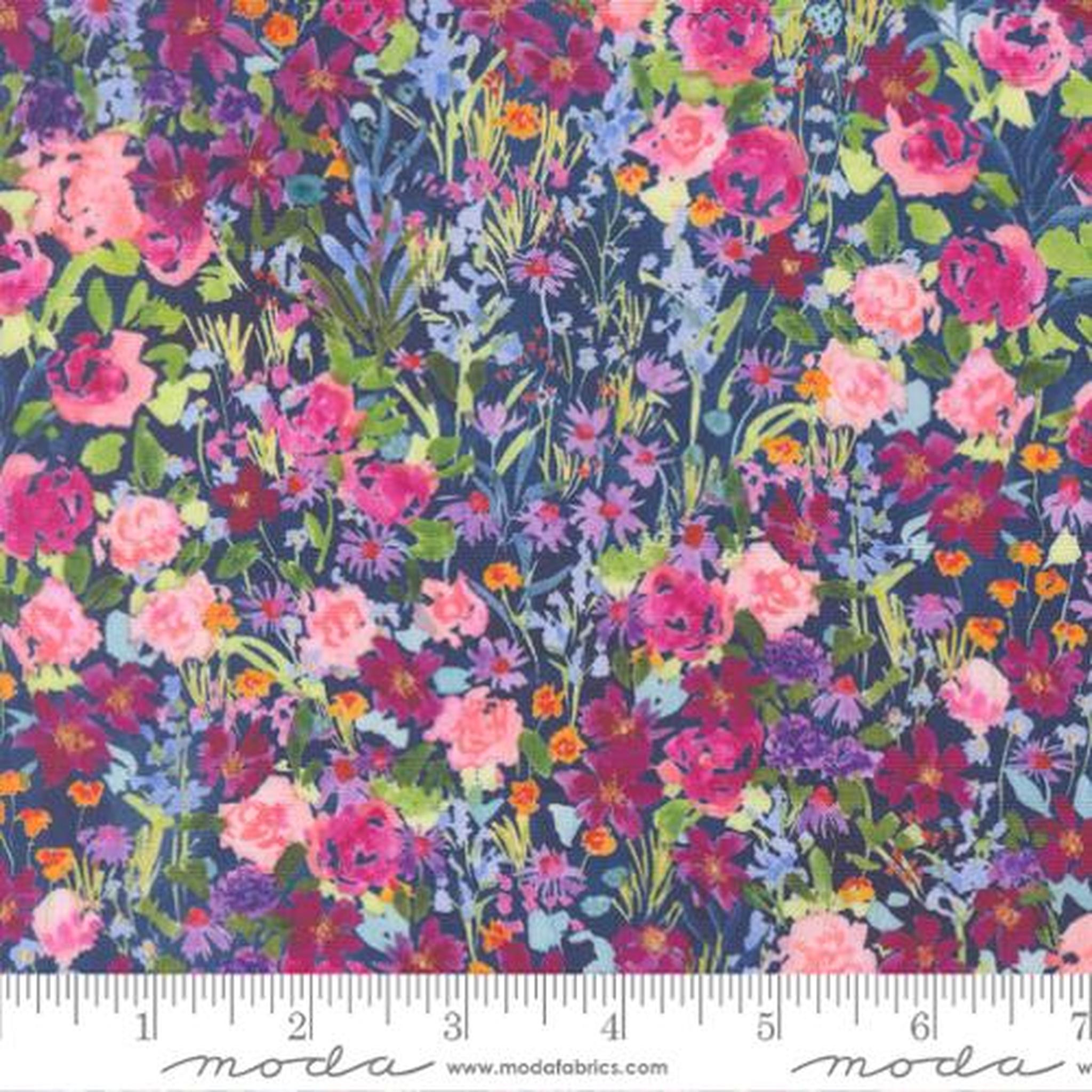 Soulstice Garden Glitter Small Floral Watercolor - Navy