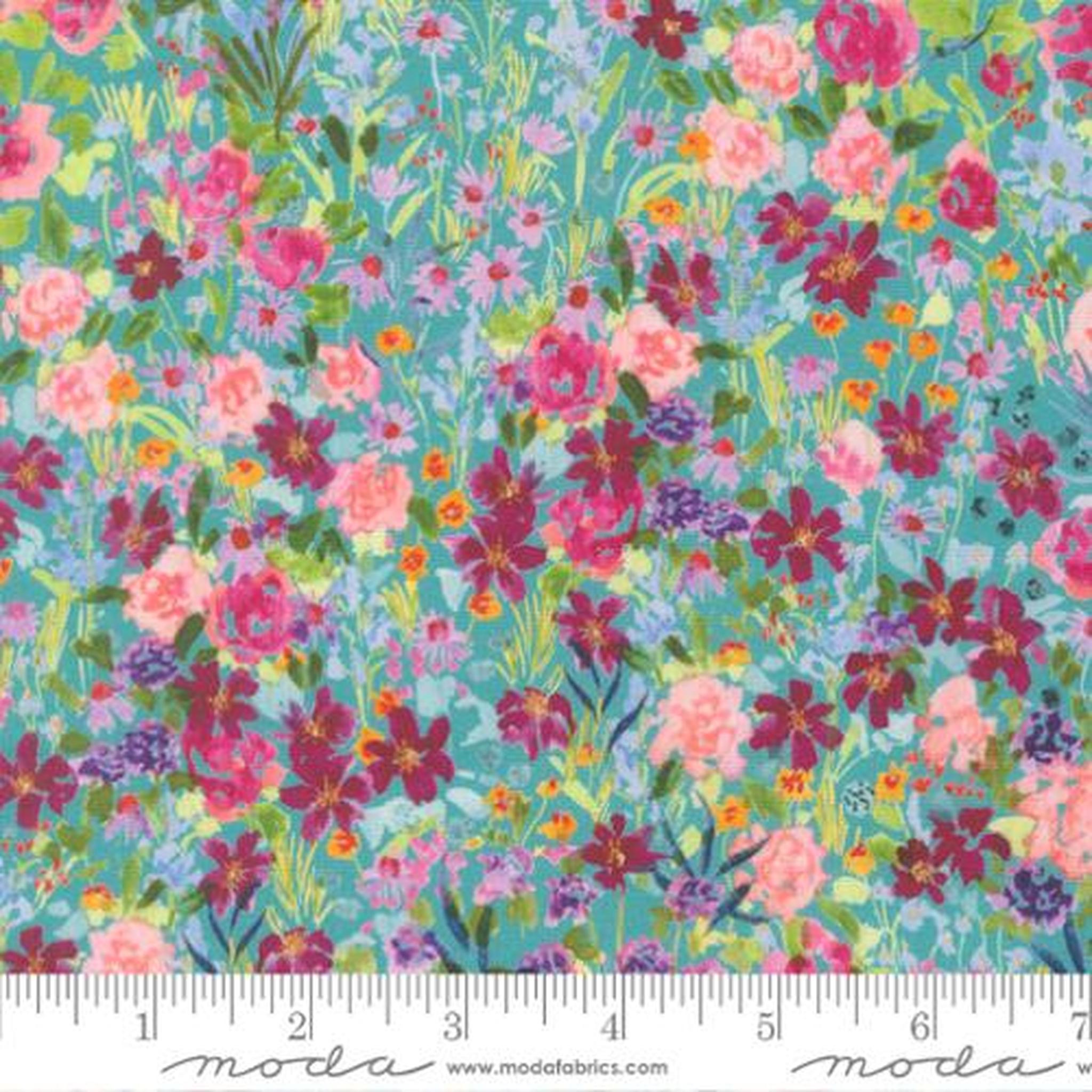 Soulstice Garden Glitter Small Floral Watercolor - Turquoise