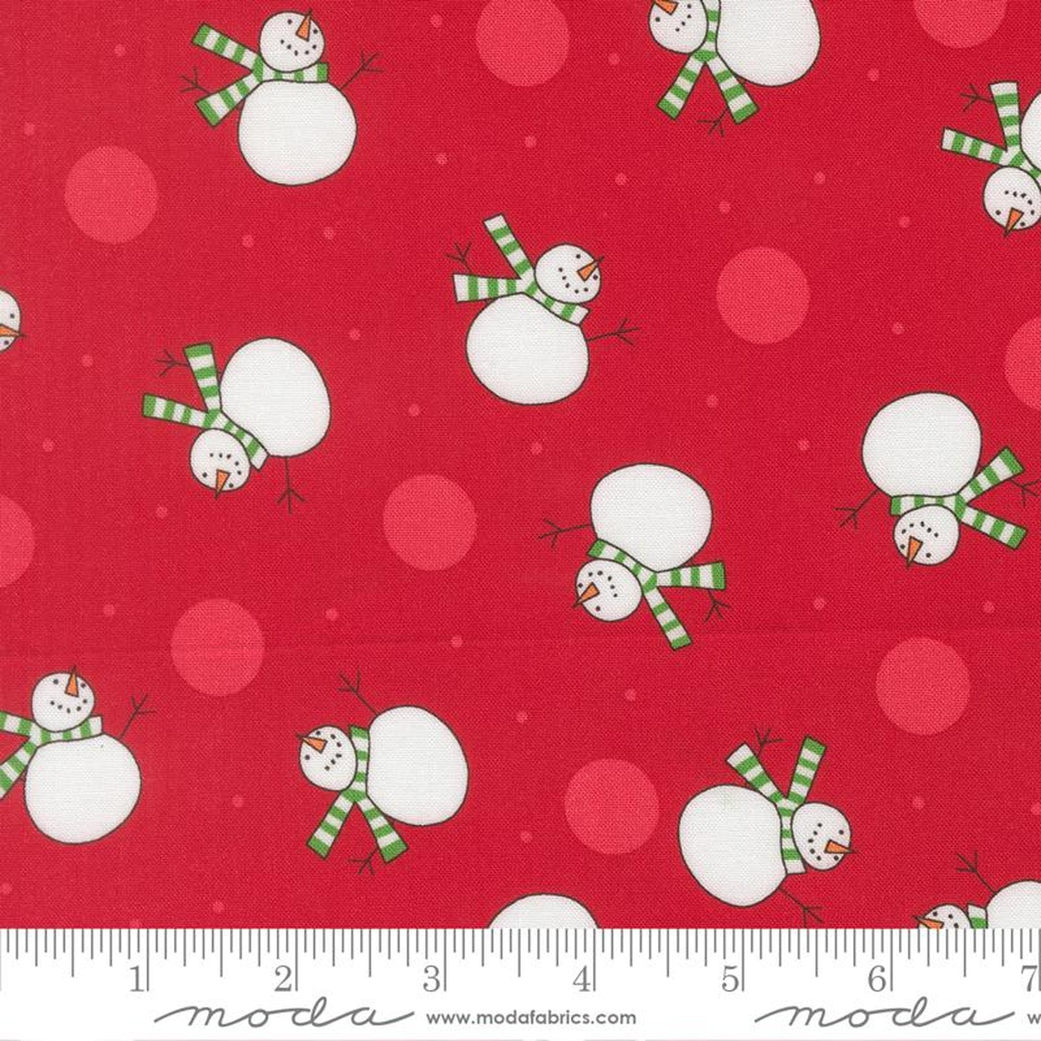 Snow Time - Tossed Snowman - Poinsettia Red
