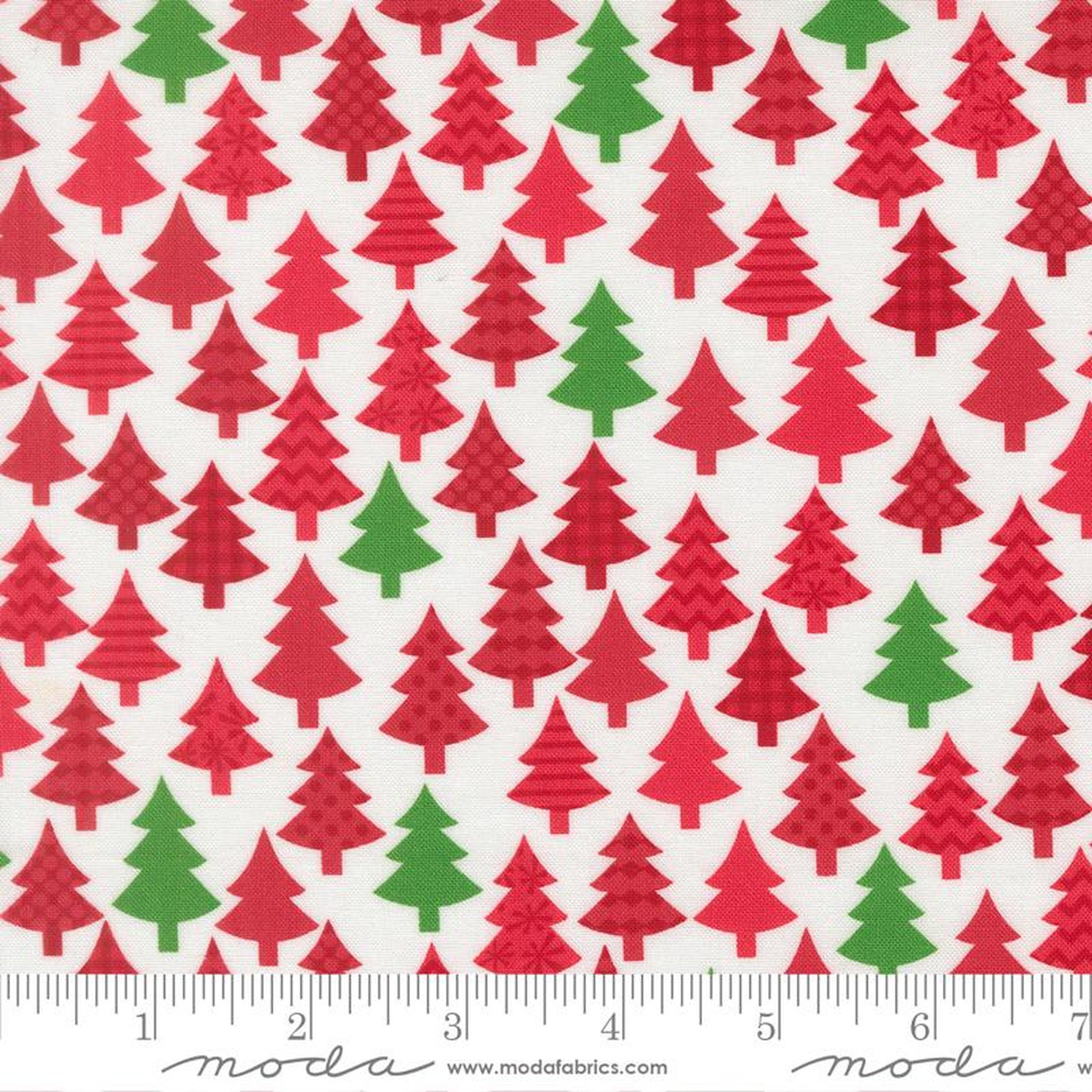 Snow Time - Christmas Trees - Poinsettia Red