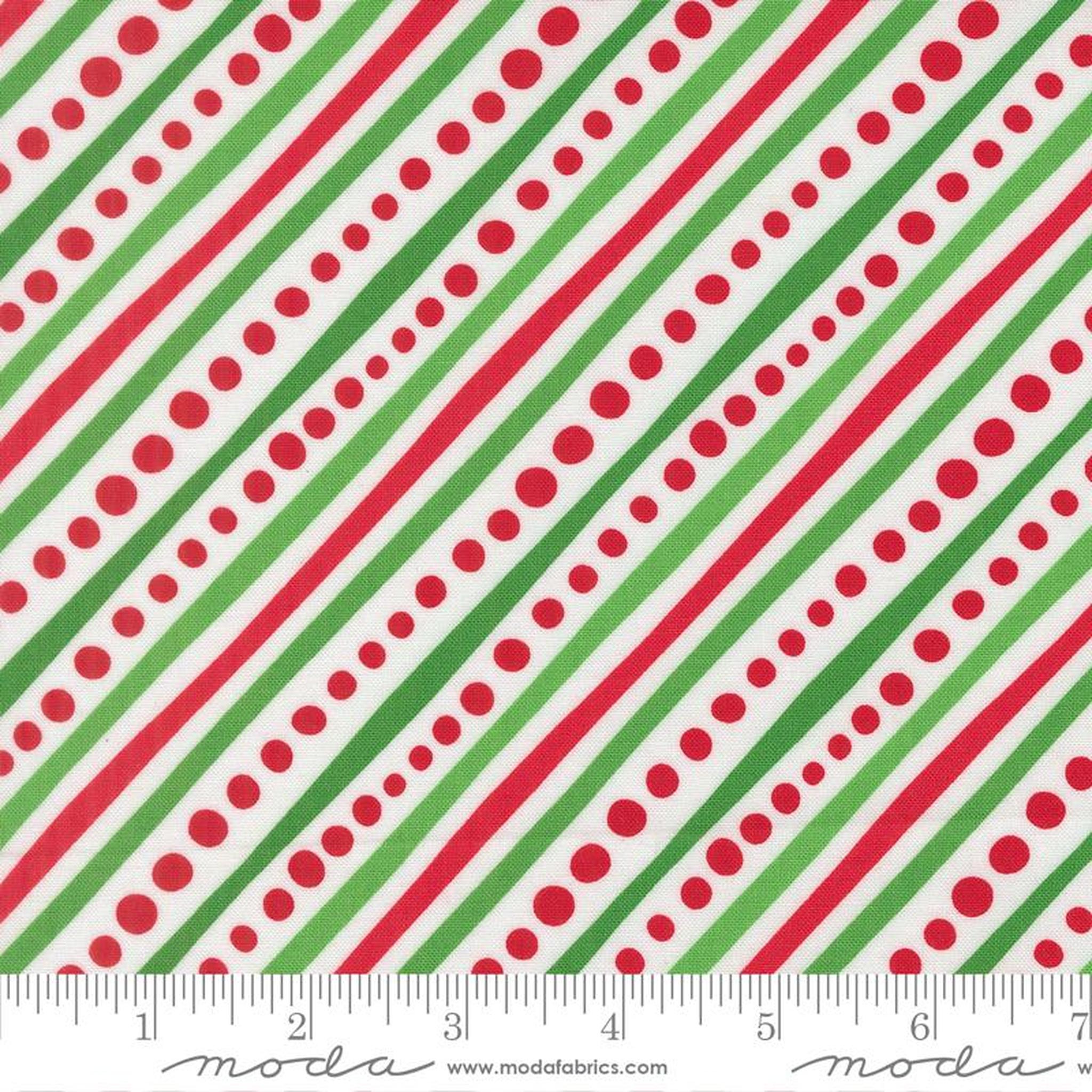 Snow Time - Dotted Bias Stripe Stripes - Winter White