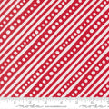 Snow Time - Dotted Bias Stripe Stripes - Poinsettia Red