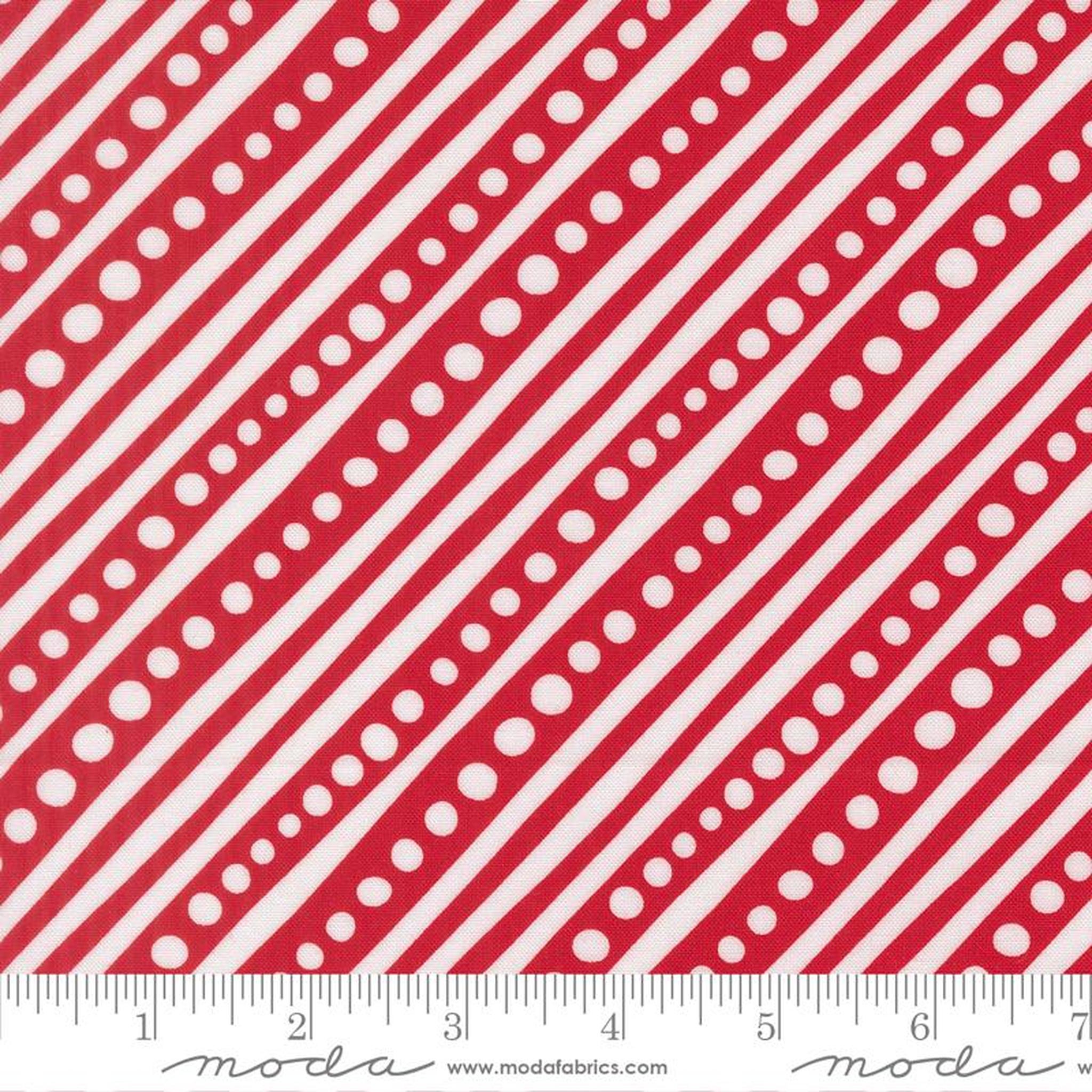 Snow Time - Dotted Bias Stripe Stripes - Poinsettia Red