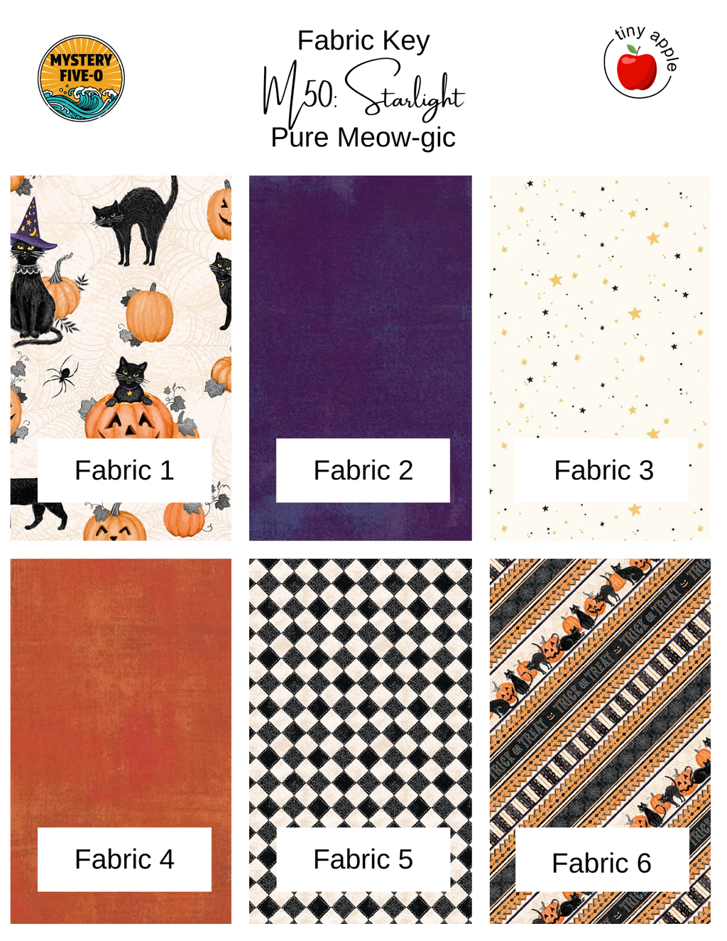 Fat Quarter Bundle (6) M50 | Pure Meow-gic
