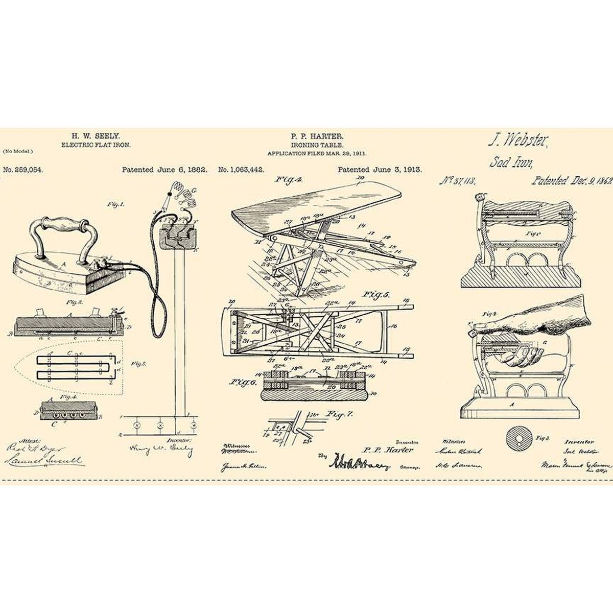 Riley Blake Press On: Pressed Patents Panel: Parchment (24" x 43")