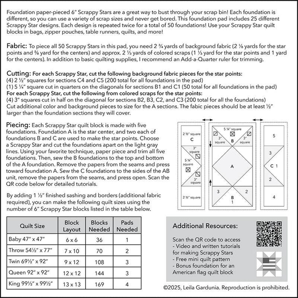 6" Scrappy Stars Foundation Papers by Leila Gardunia