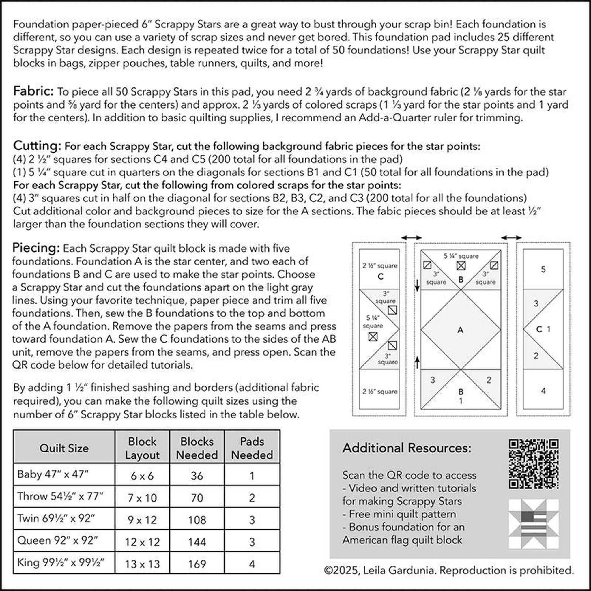 6" Scrappy Stars Foundation Papers by Leila Gardunia