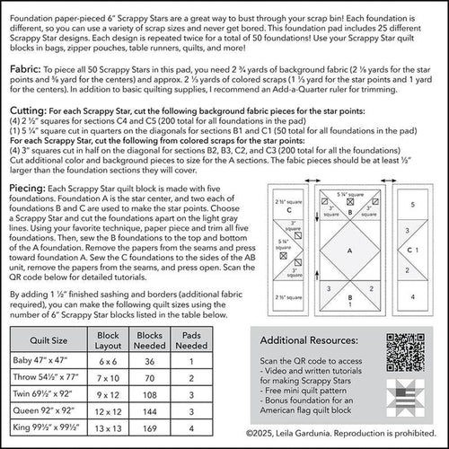 6" Scrappy Stars Foundation Papers by Leila Gardunia