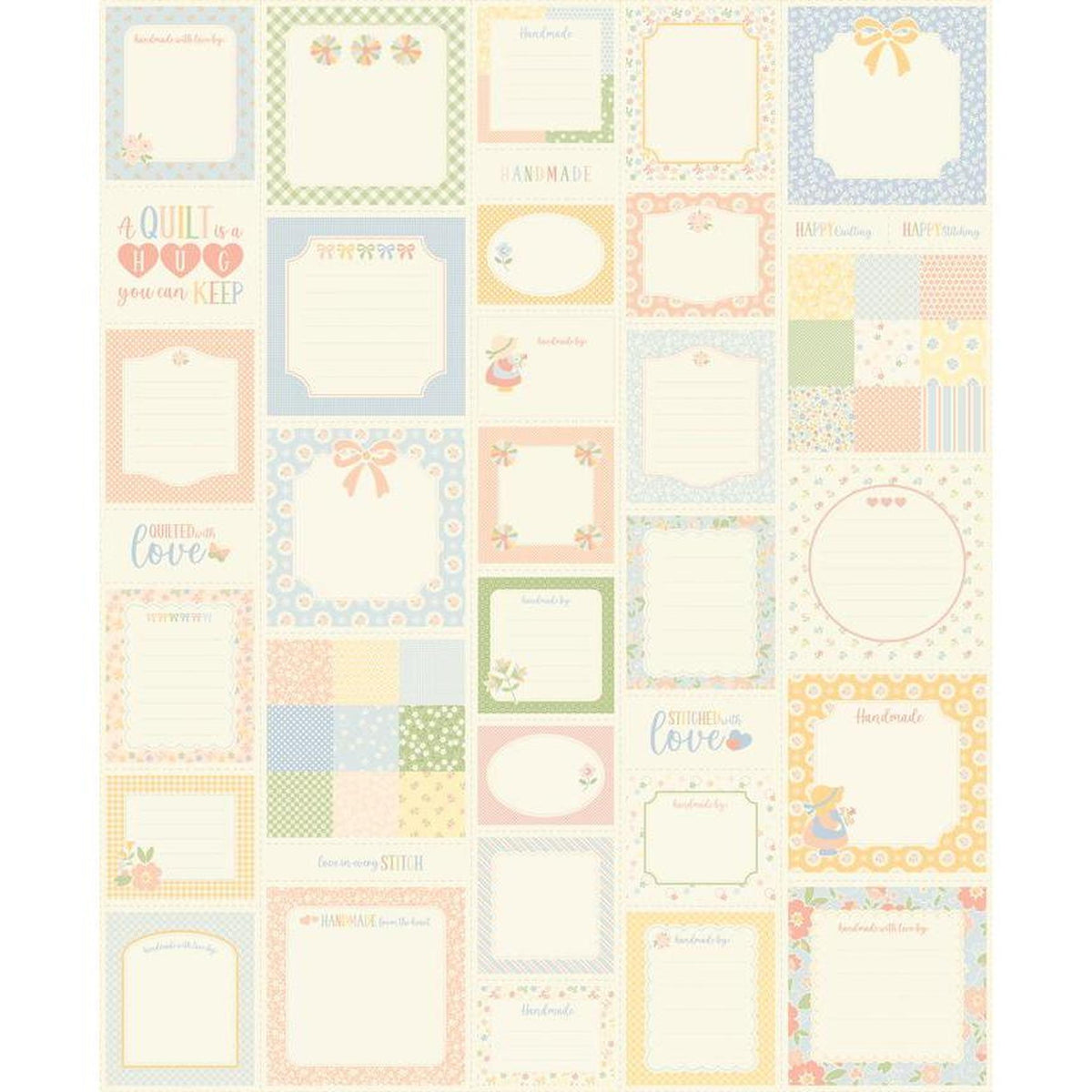 Handmade Sweetness - Quilt Label Panel - Porcelain