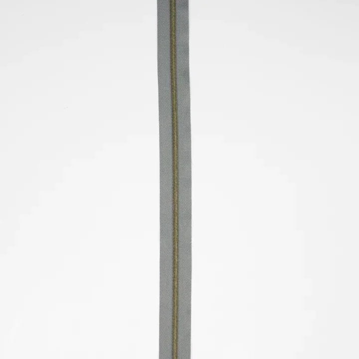 Grey Nylon Coil Zipper #3 - Antique Finish