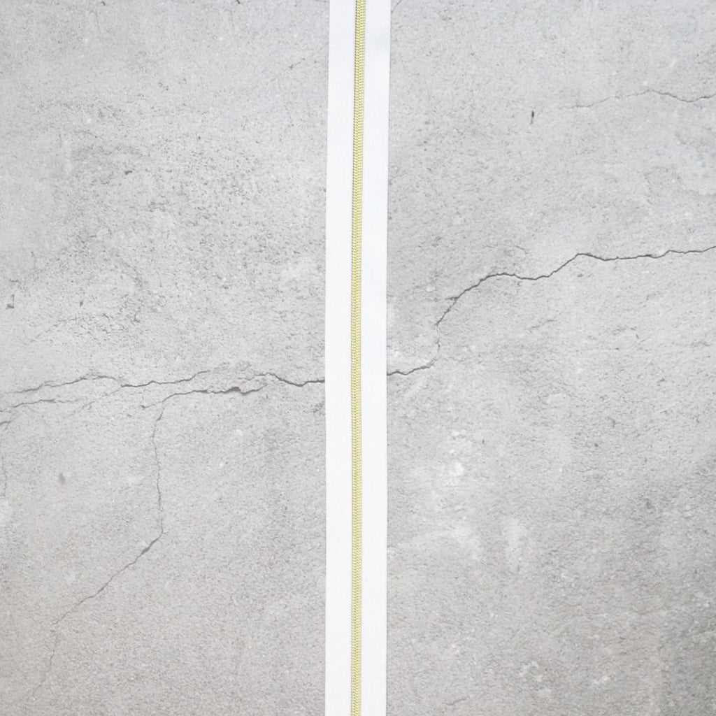 White Nylon Coil Zipper #3 - Gold Finish