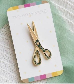 Floral Scissors Interactive Enamel Pin | Multiple Colorways