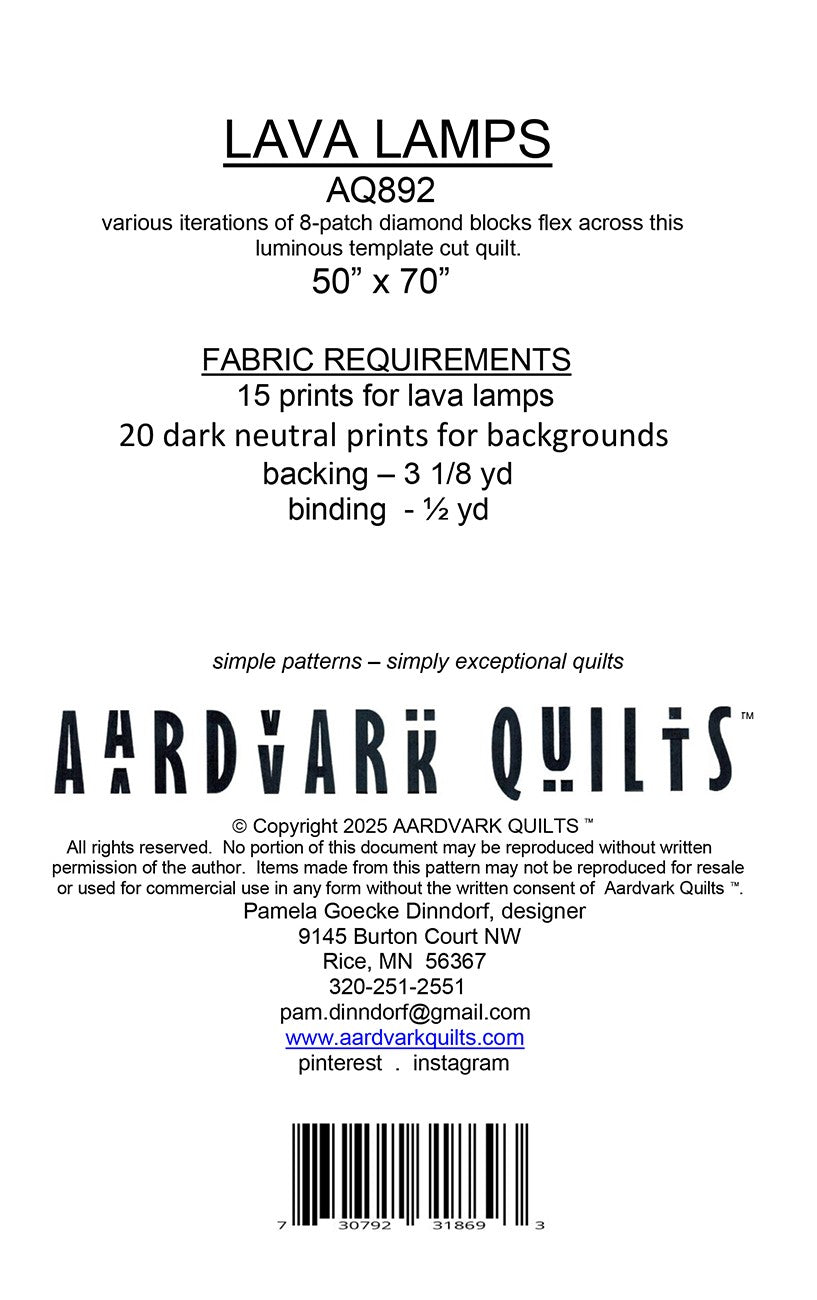 Lava Lamps Quilt Pattern by Aardvark Quilts
