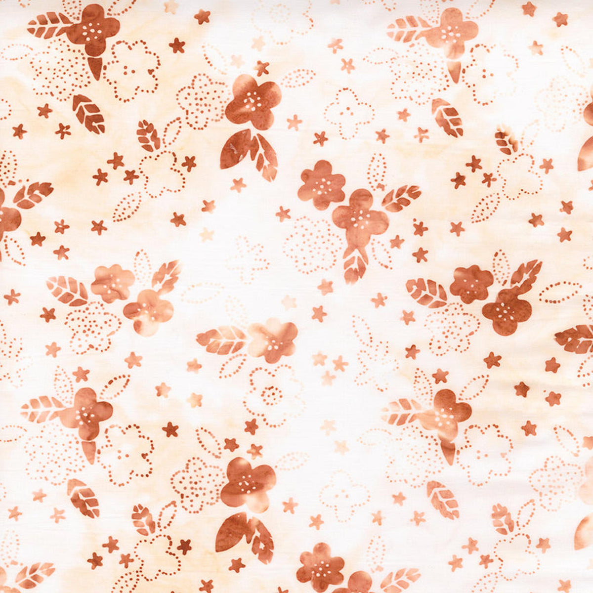 Boho Batiks - Stitched Floral - Creamsicle