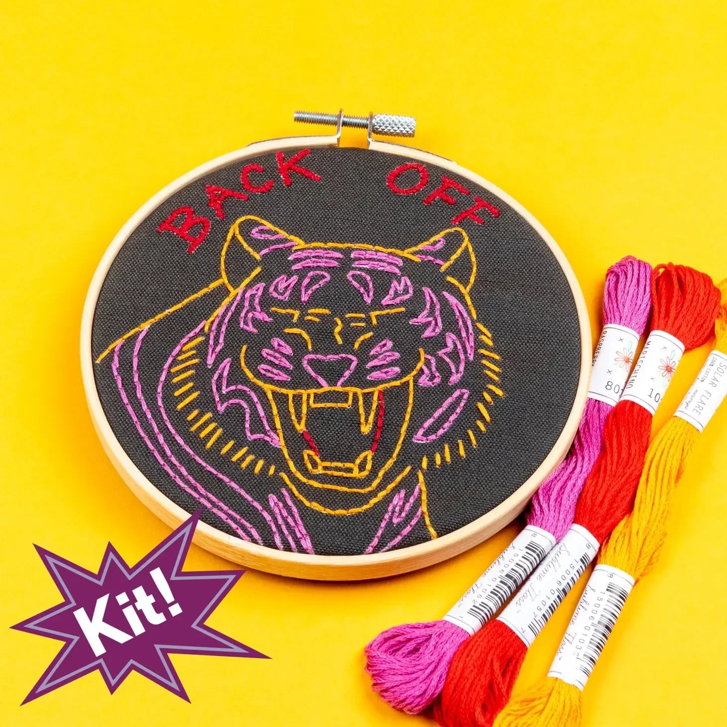 Back Off Tiger 5" Embroidery Kit