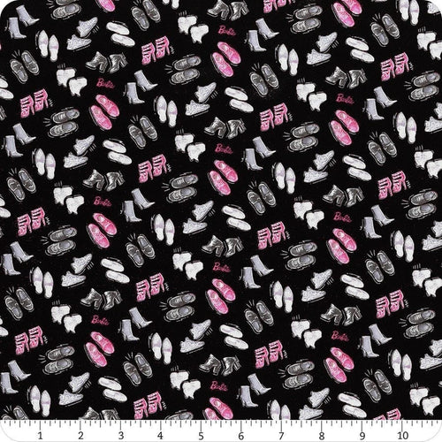 Barbie Girl - Shoes Black by Mattel for Riley Blake