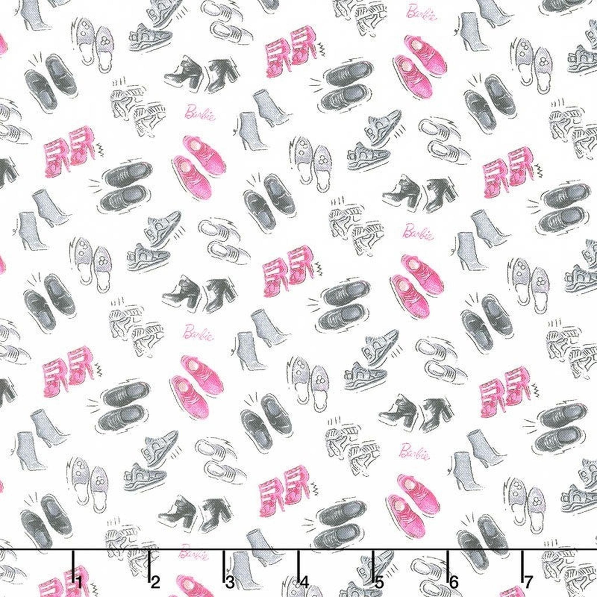 Barbie Girl - Shoes White by Mattel for Riley Blake