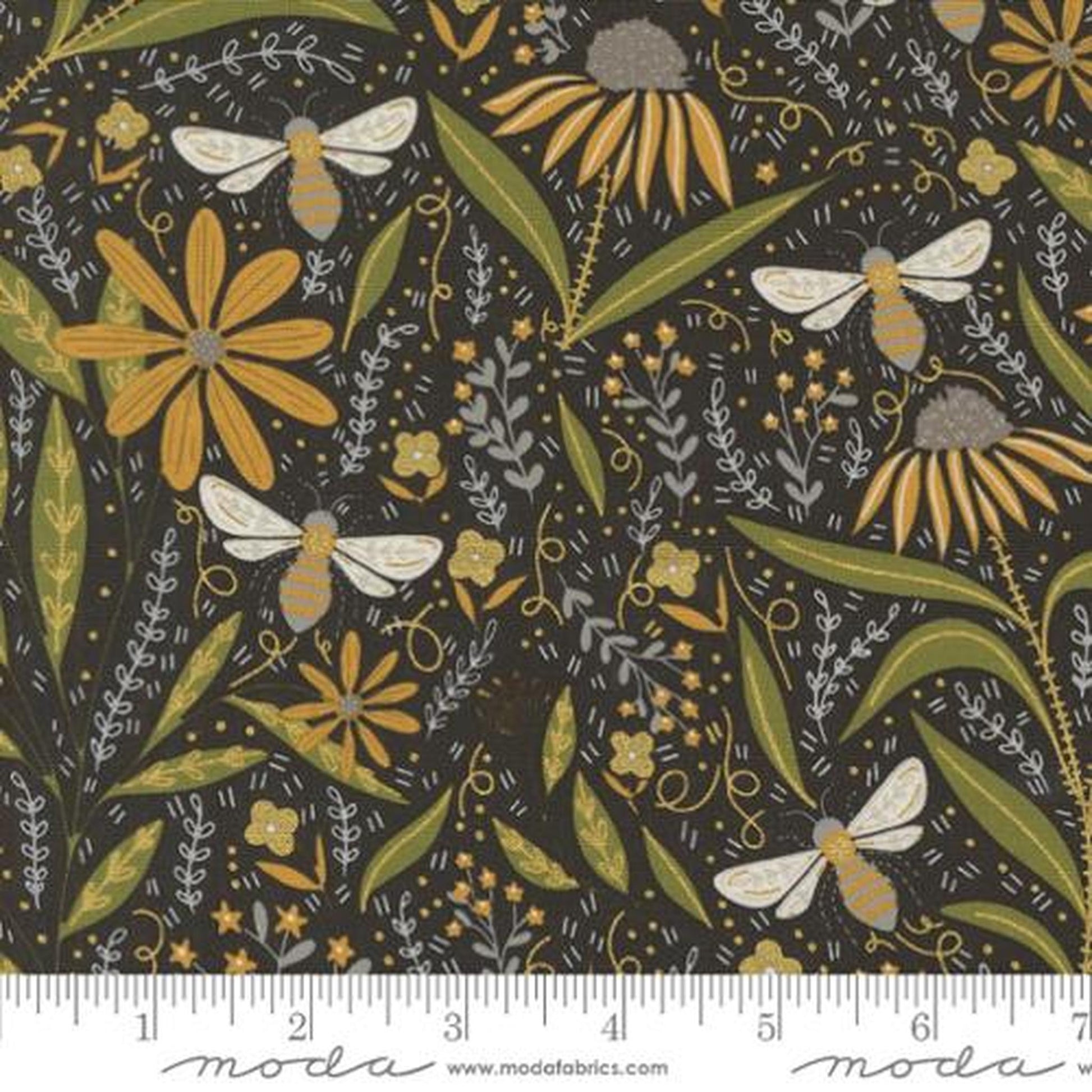 Bee Garden by Gingiber - Floral Bees: Black