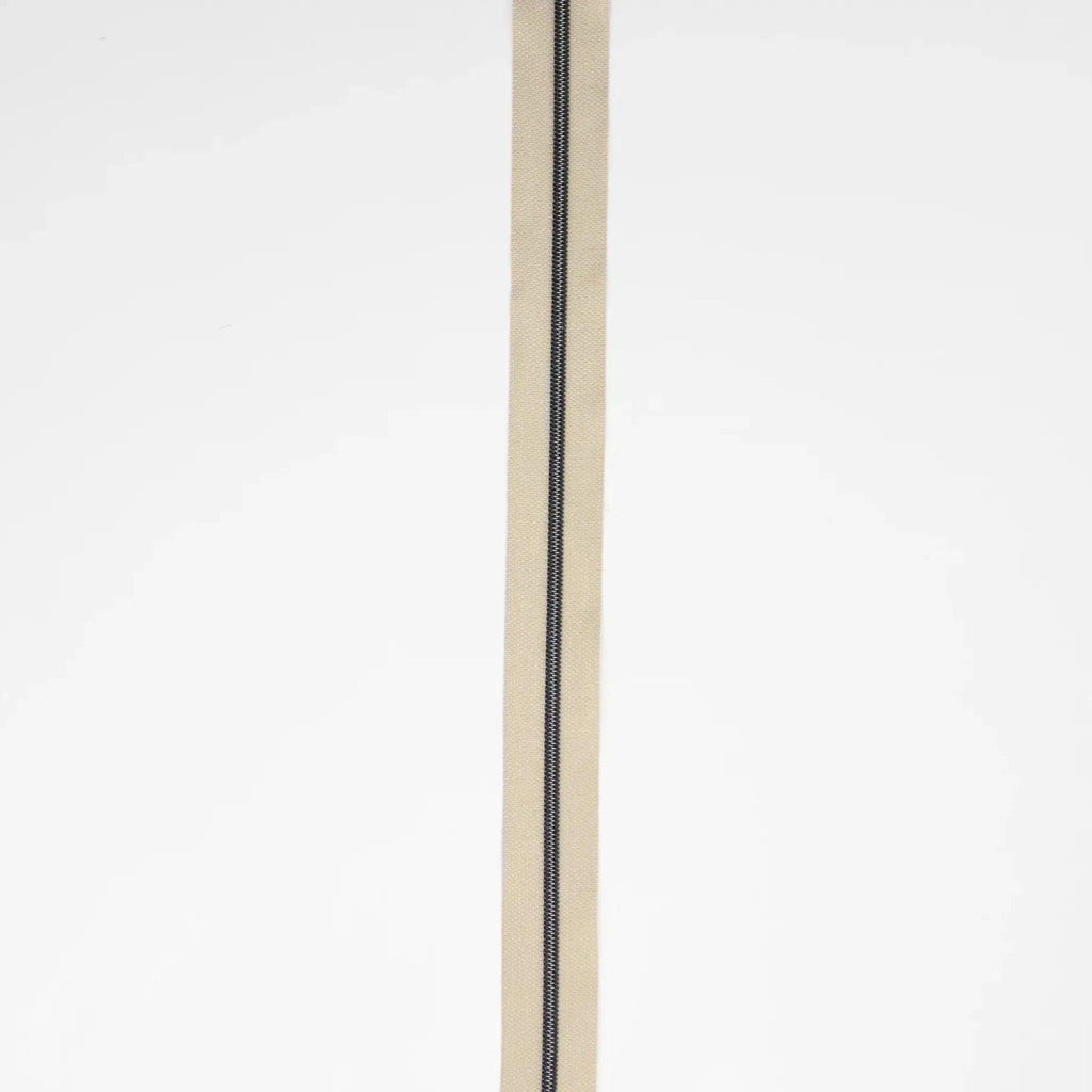 Beige Nylon Coil Zipper #3 - Gunmetal Finish