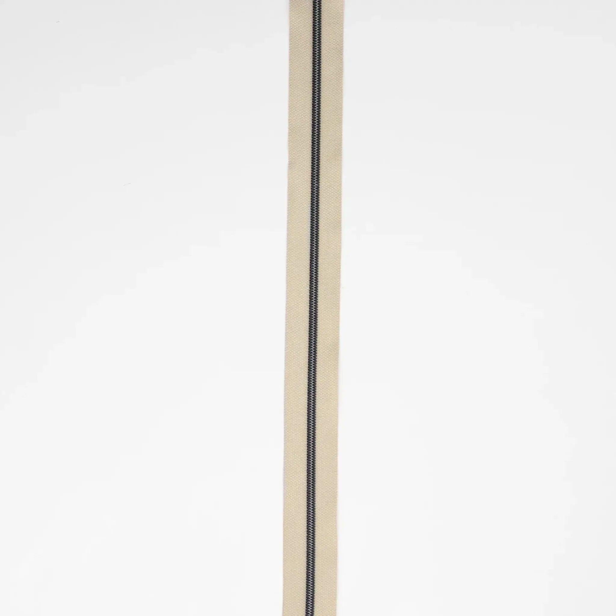 Beige Nylon Coil Zipper #3 - Gunmetal Finish