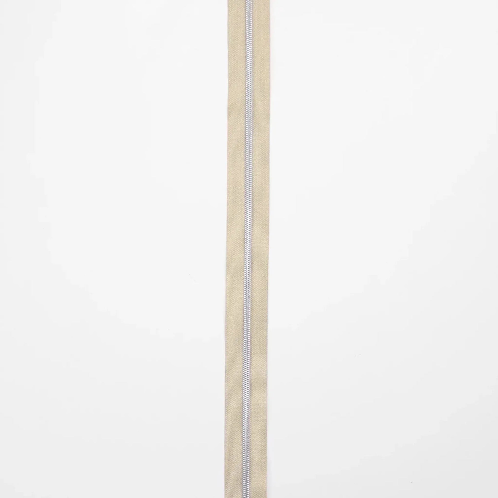 Beige Nylon Coil Zipper #3 - Nickel Finish