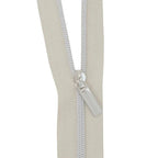 Beige Nylon Coil Zipper #3 - Nickel Finish