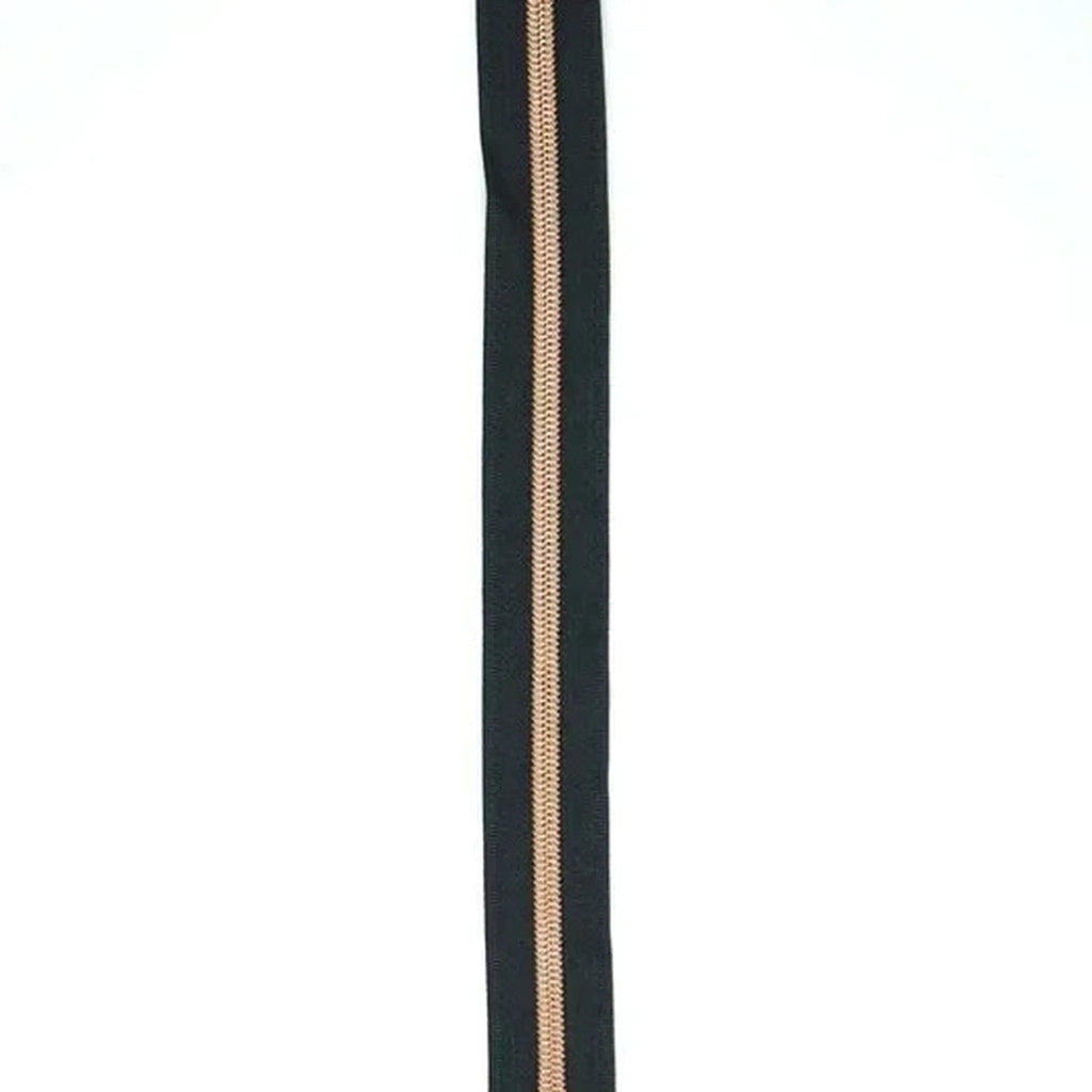 Black Nylon Coil Zipper #3 - Gold finish
