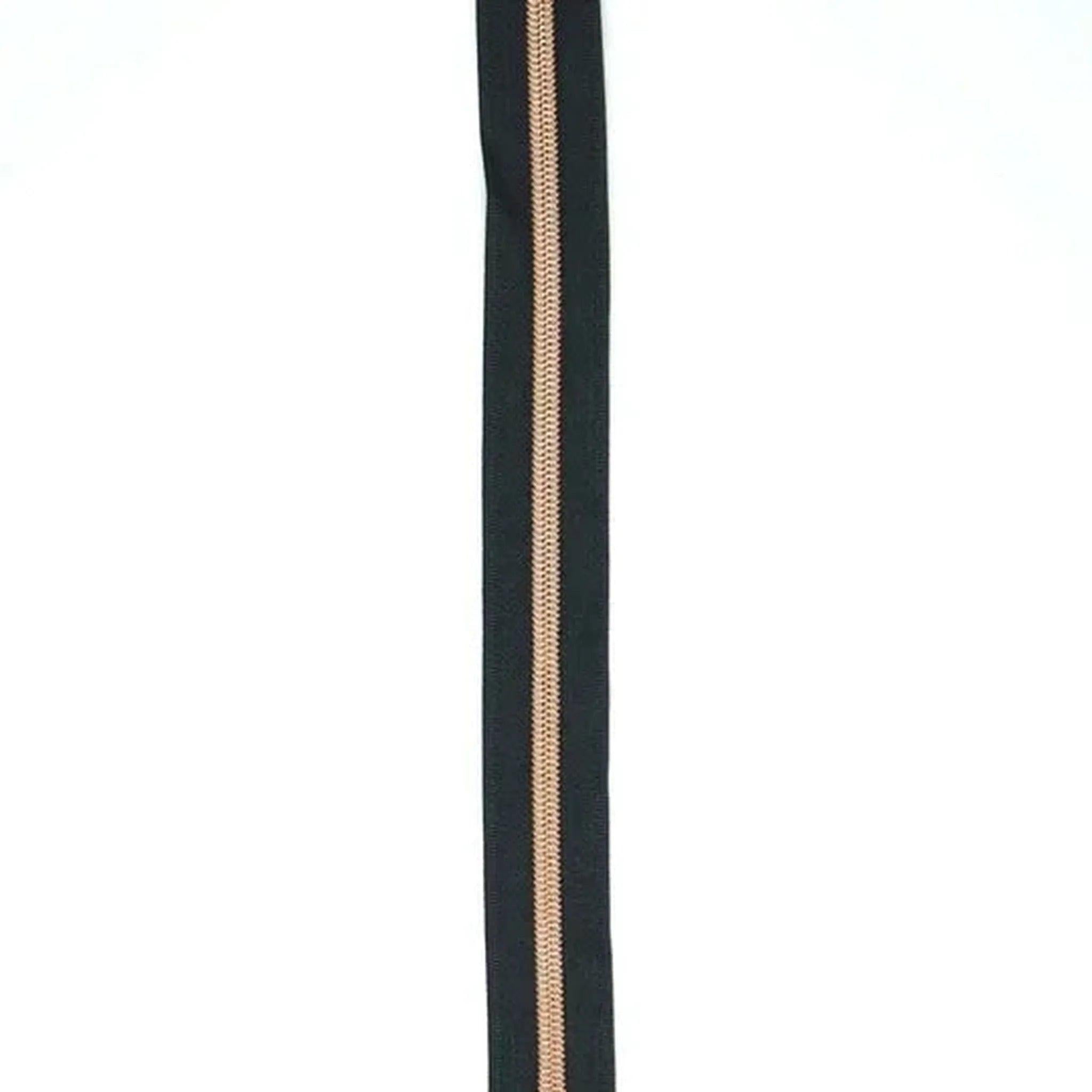 Black Nylon Coil Zipper #3 - Gold finish