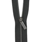 Black Nylon Coil Zipper #3 - Gunmetal finish
