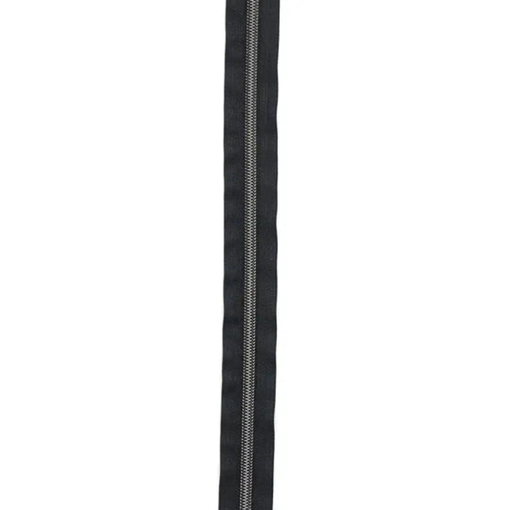 Black Nylon Coil Zipper #3 - Nickel