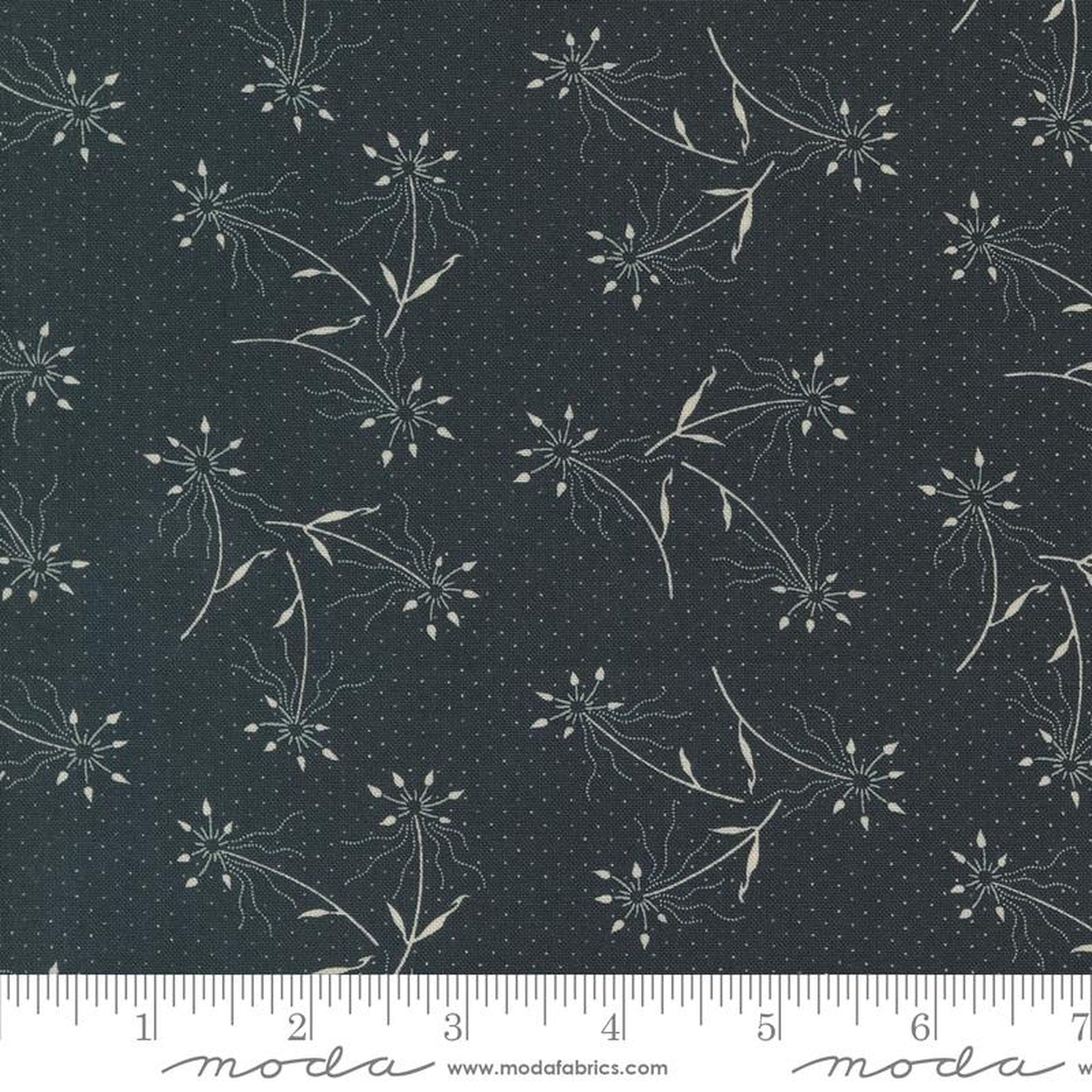 Blackbirds Nest by Kansas Troubles Quilters Dandelions Florals Dots: Black
