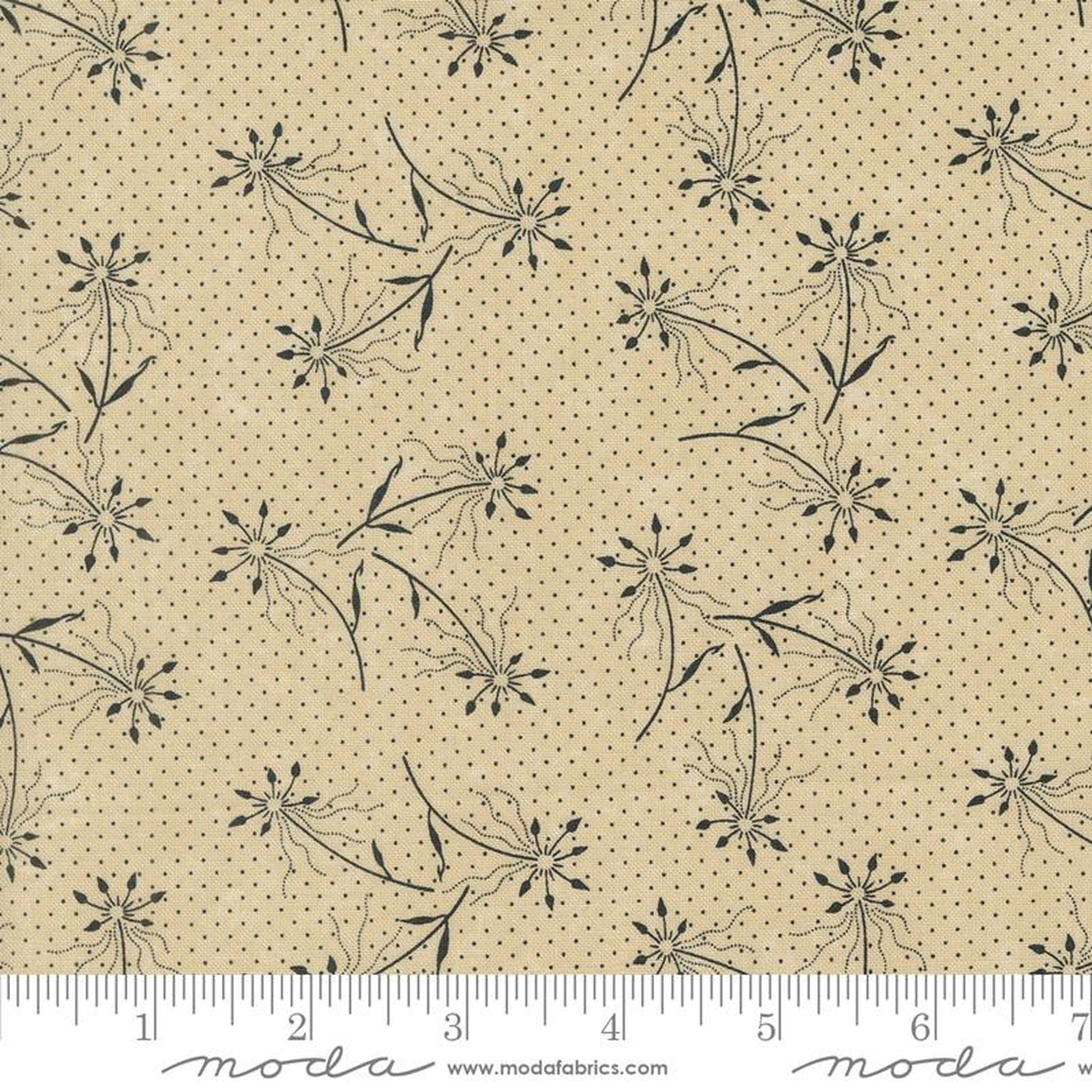 Blackbirds Nest by Kansas Troubles Quilters Dandelions Florals Dots: Tan