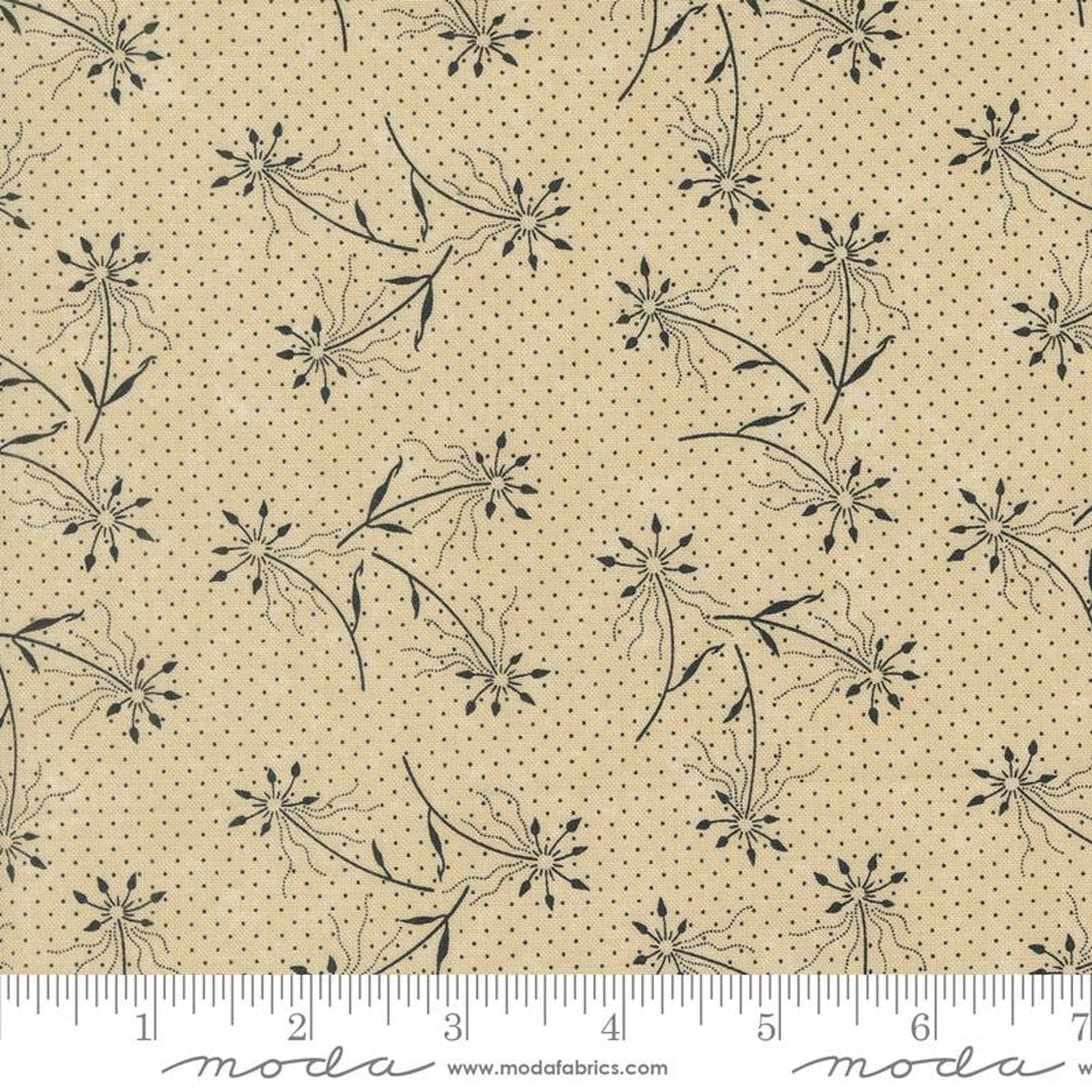 Blackbirds Nest by Kansas Troubles Quilters Dandelions Florals Dots: Tan