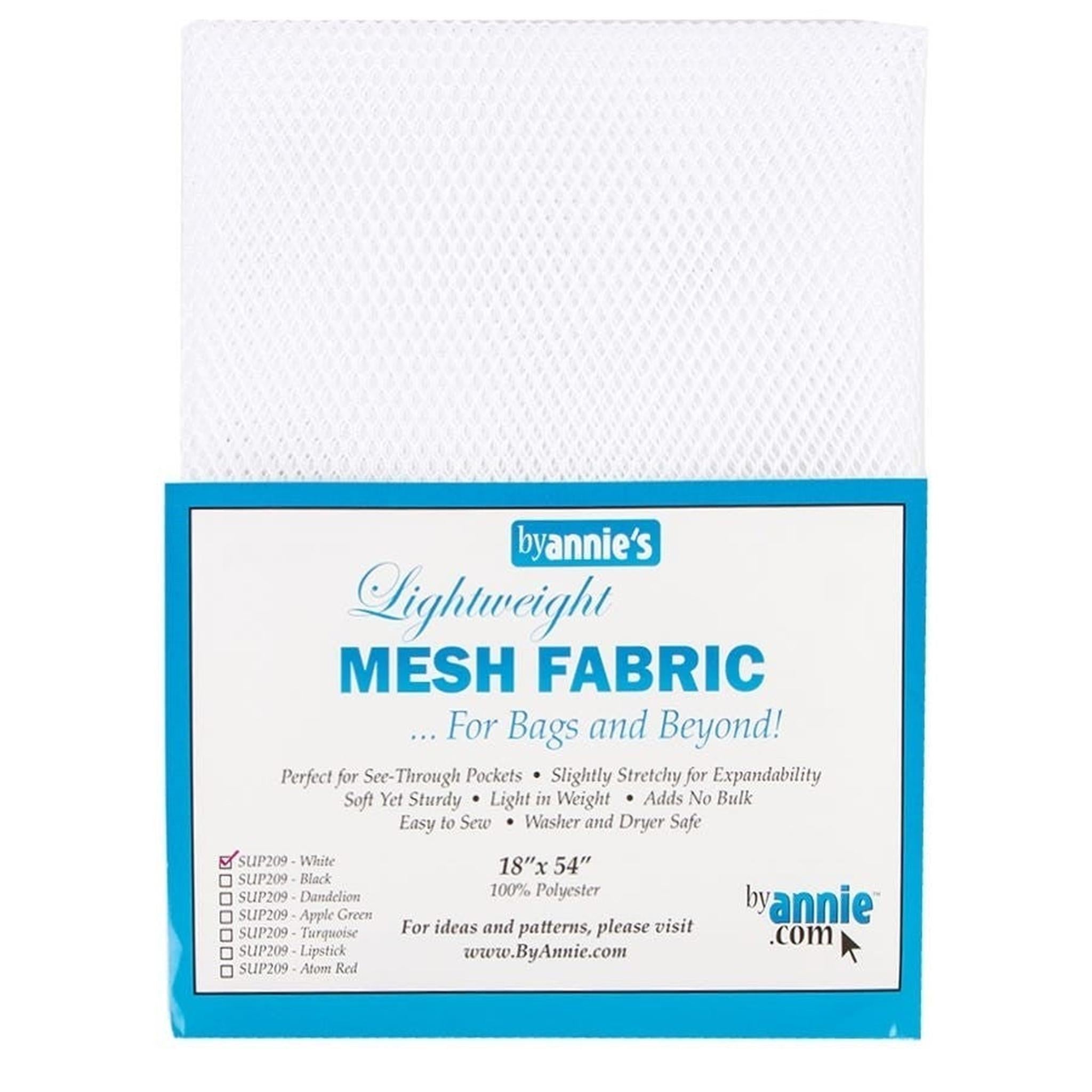By Annie Lightweight Mesh Fabric - White - 18" x 54"