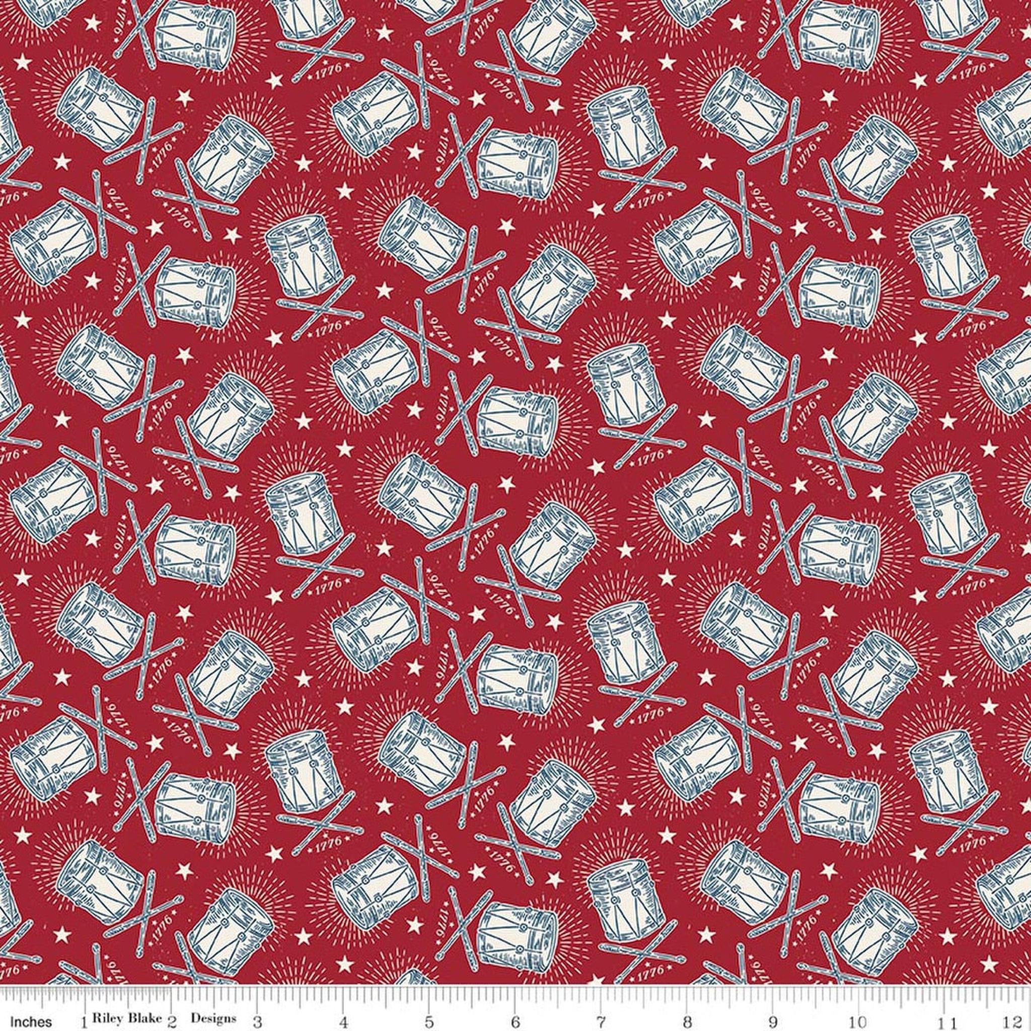 Riley Blake Independence Drums - Cherry Tart